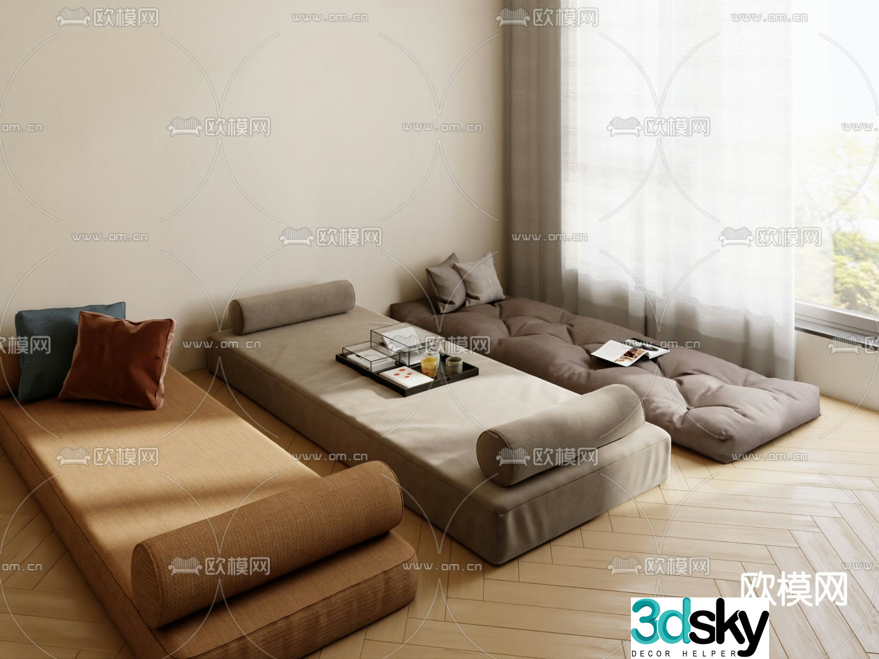 Cushion bay window cushion 3d model