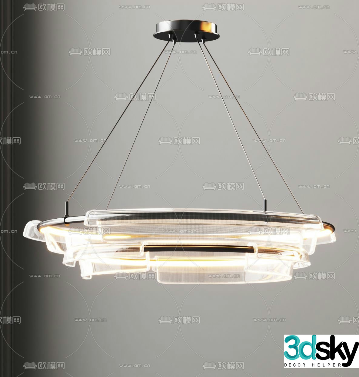 Light luxury chandeliers ring chandeliers 3D model