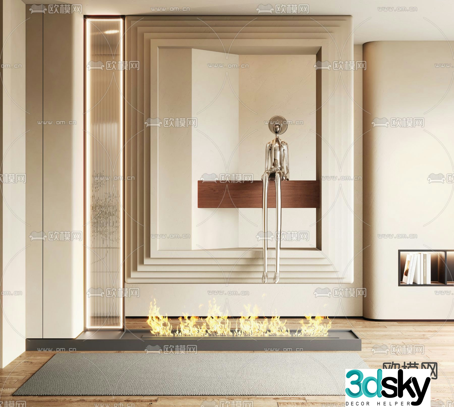 Entrance partition Fireplace partition 3d model
