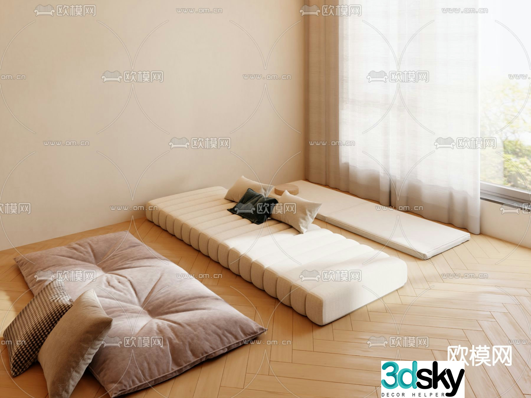 Cushion bay window cushion 3d model
