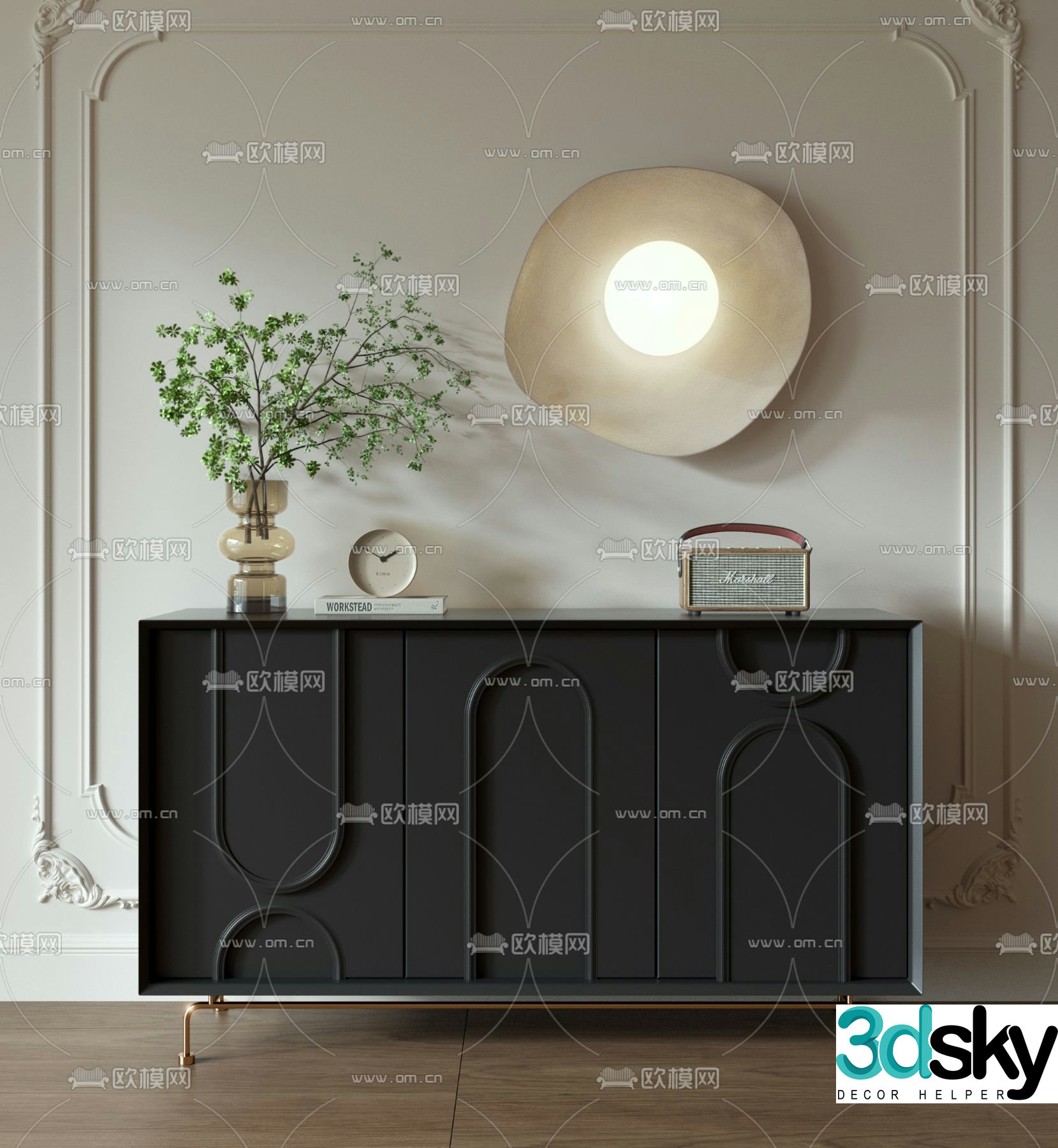 French side cabinet entrance cabinet end view cabinet 3D model