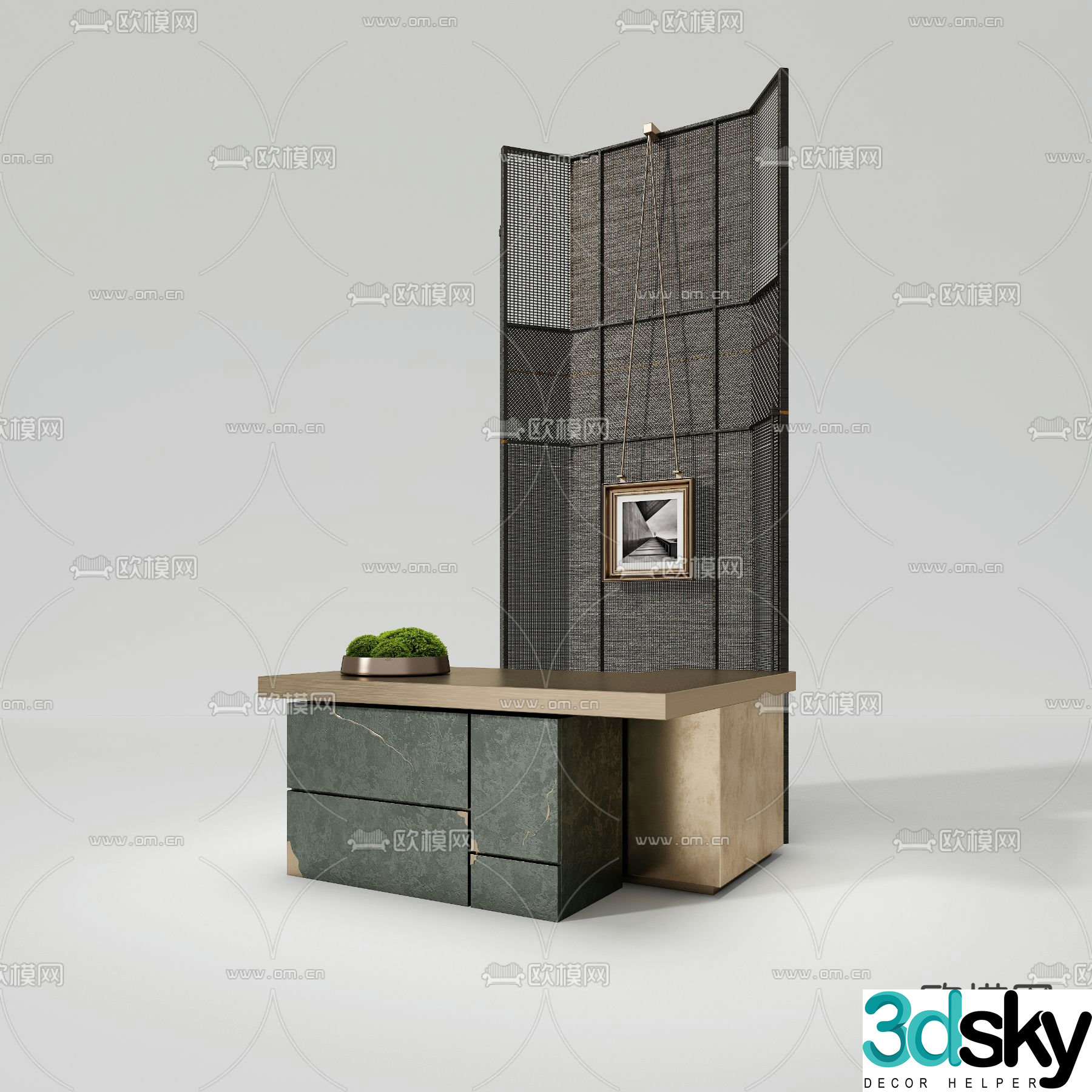 Front desk reception desk service desk 3d model