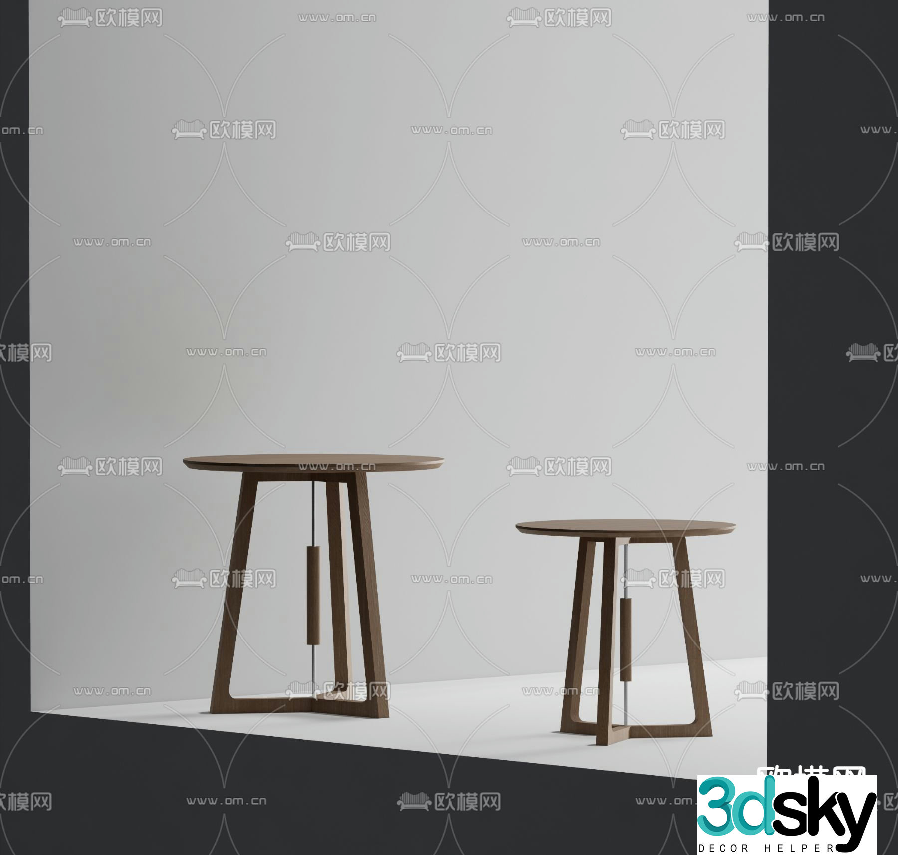 Round table side table angle table 3D model