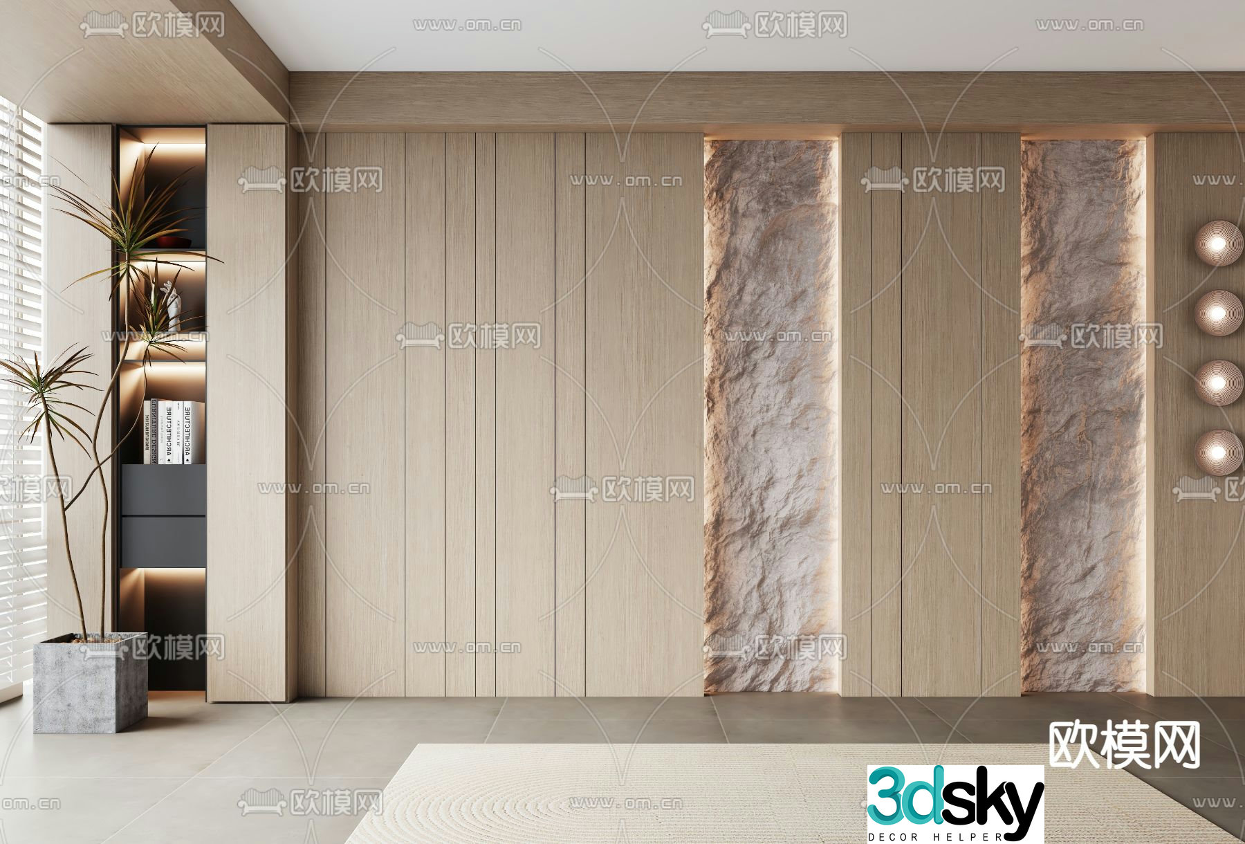 Wabi-sabi background wall sofa background 3d model
