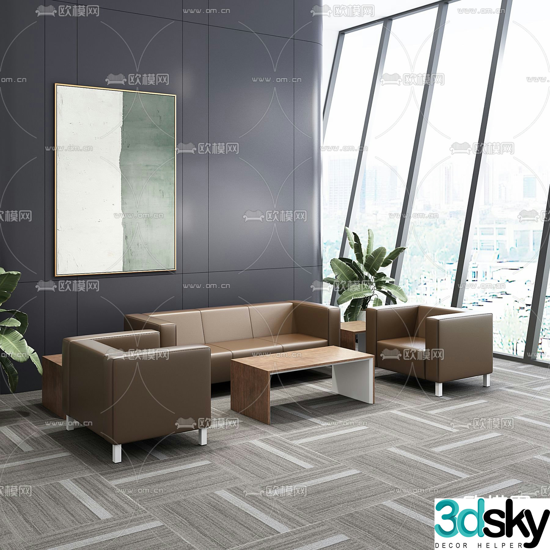 Office sofa modular sofa 3d model