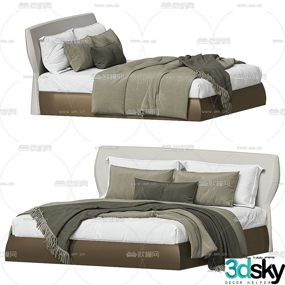 Esedra double bed 3d model