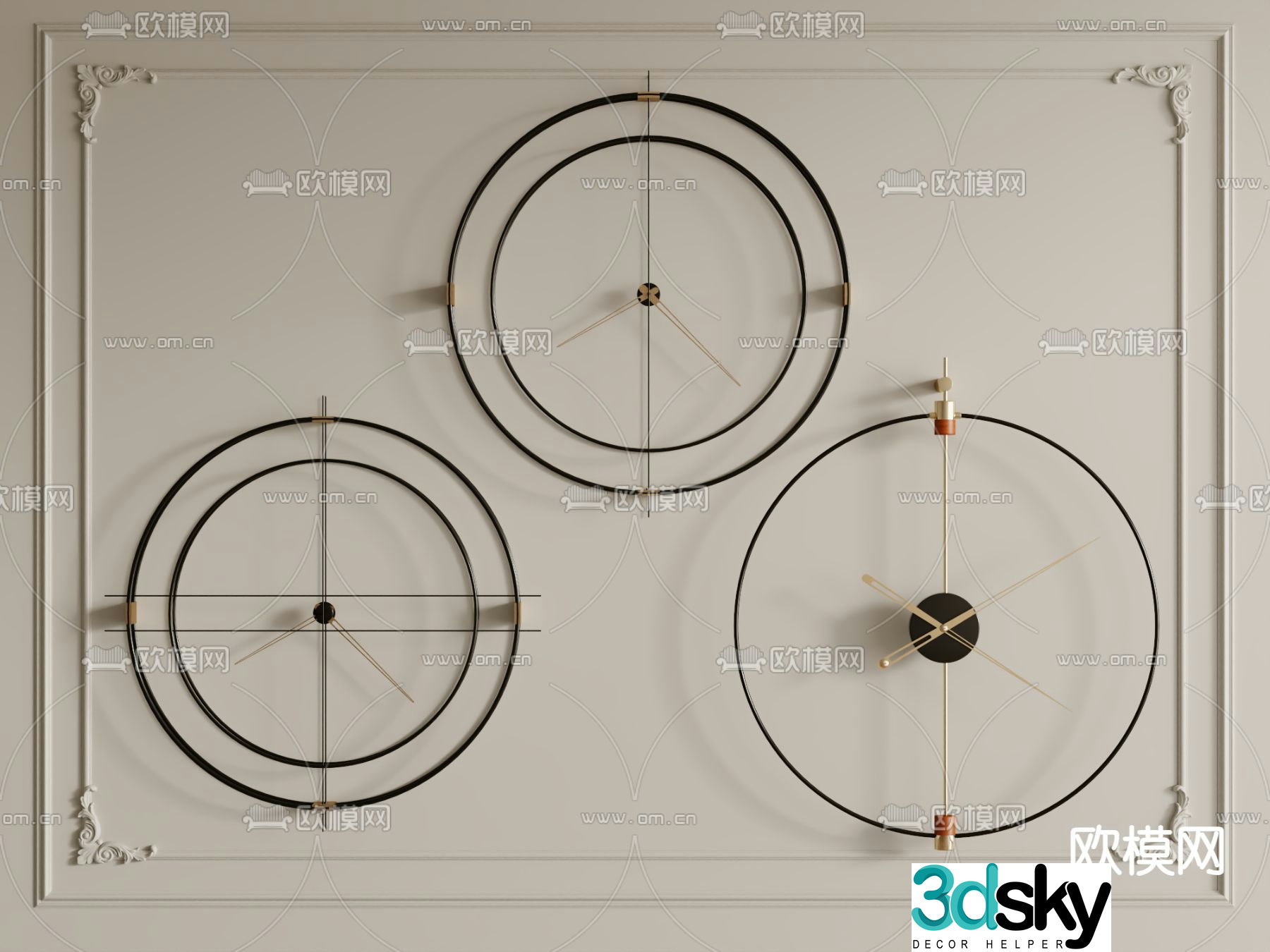 Clock Wall clock Watch 3D model