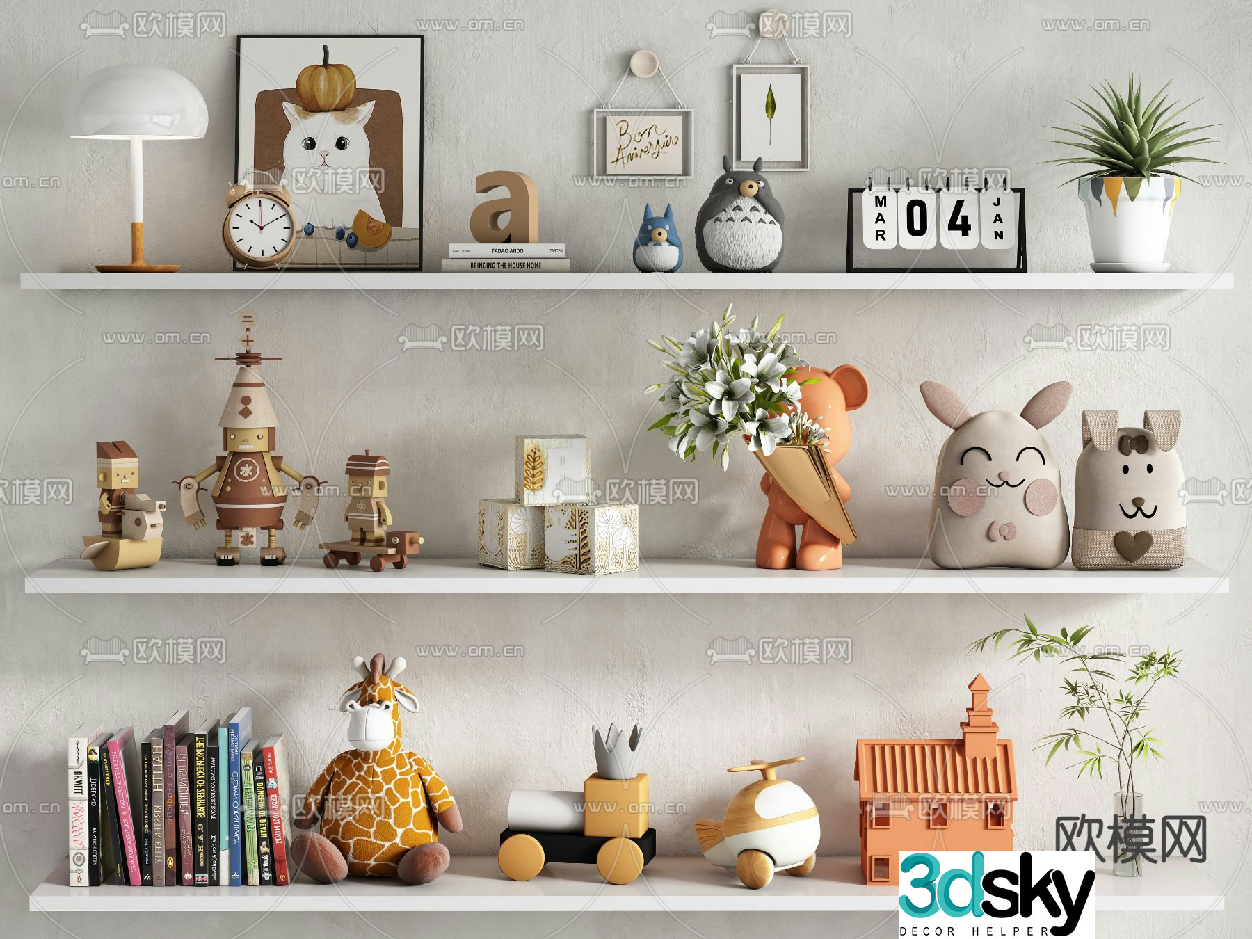 Children’s ornaments dolls toys books 3d model
