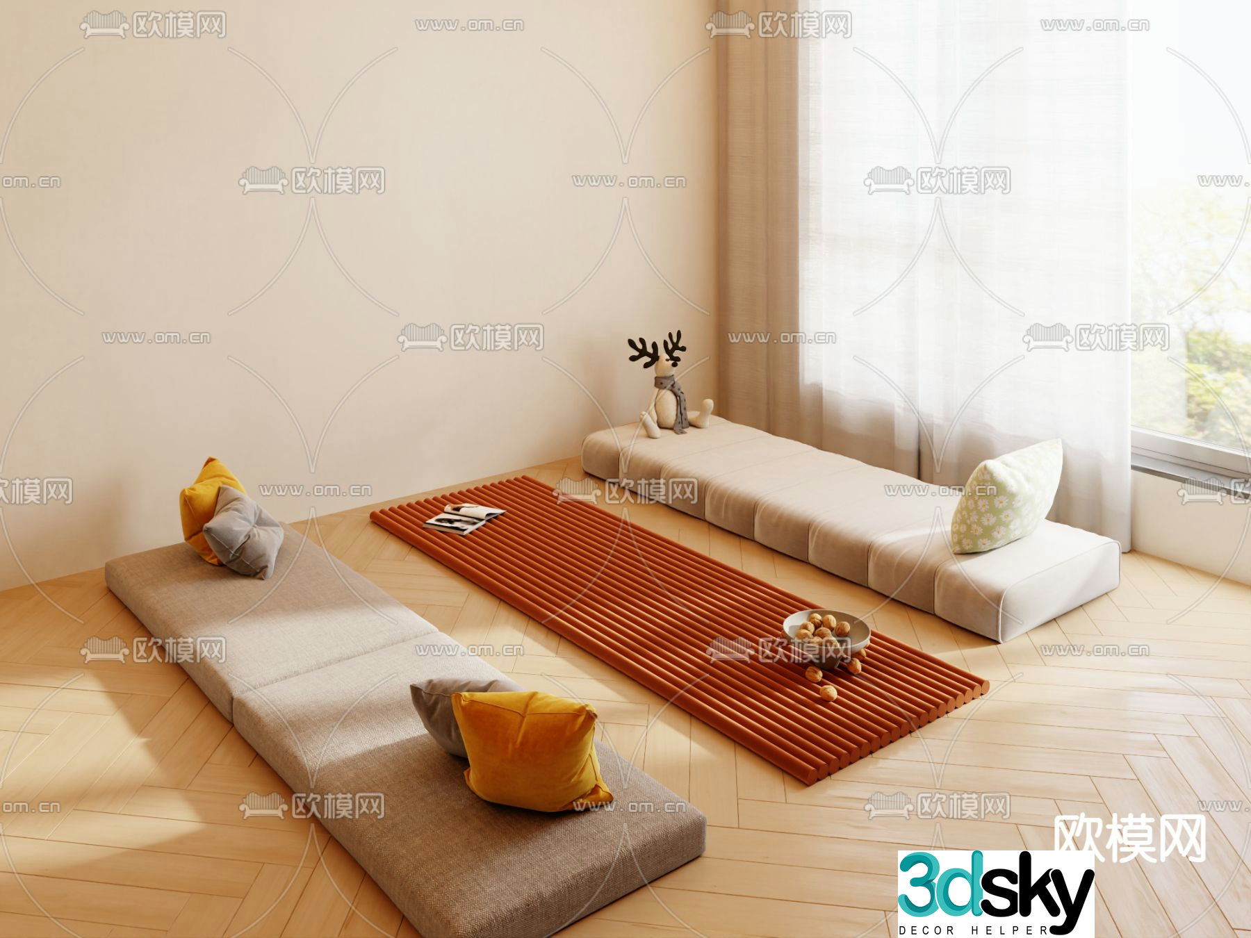 Cushion bay window cushion 3d model