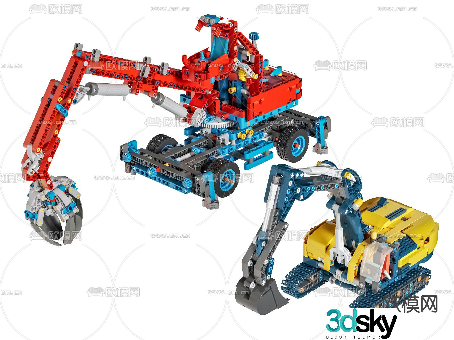 Block excavator toy 3d model