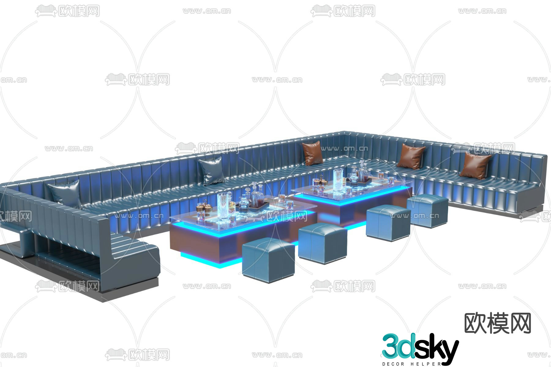 KTV box deck sofa 3D model