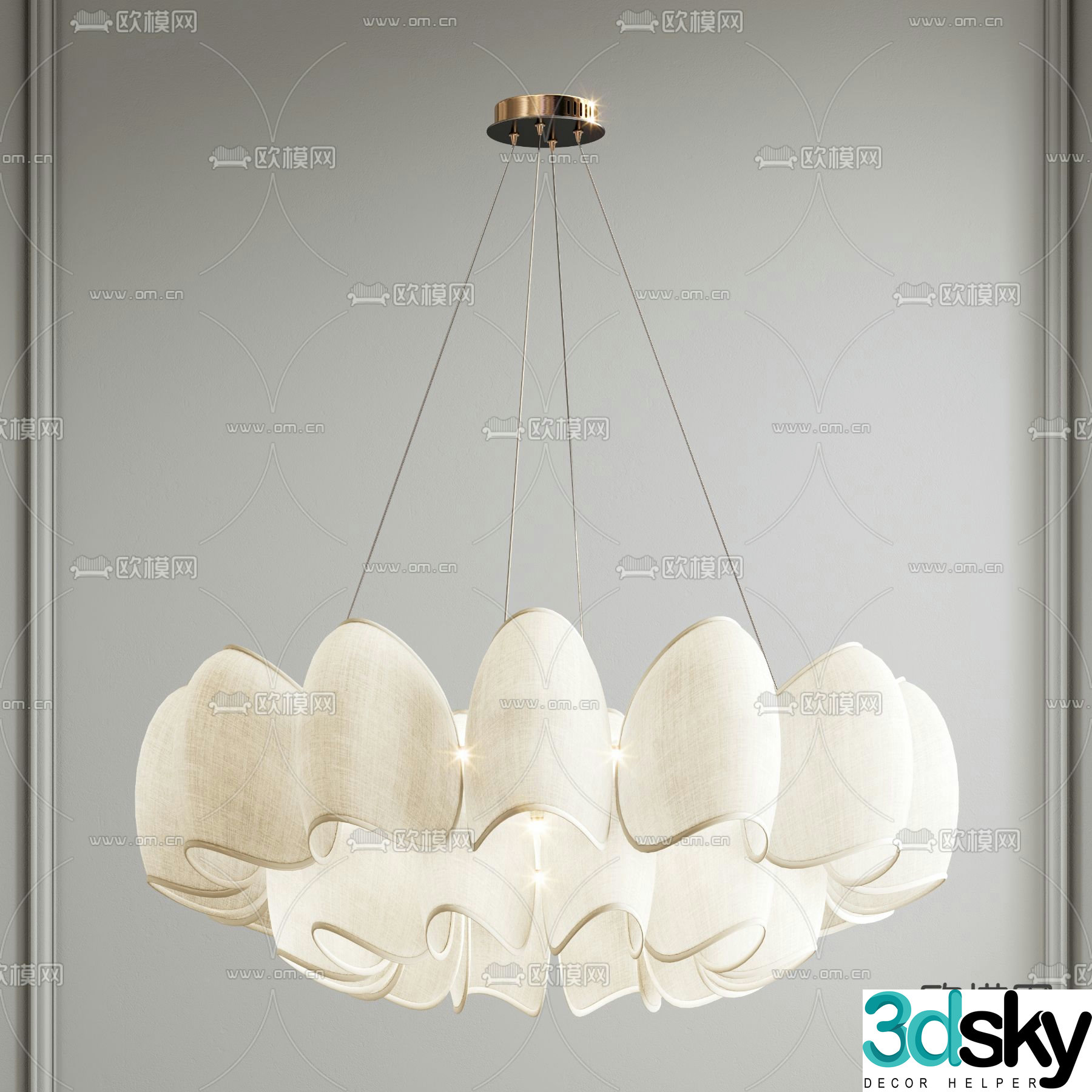Cream style chandelier petal chandelier 3d model