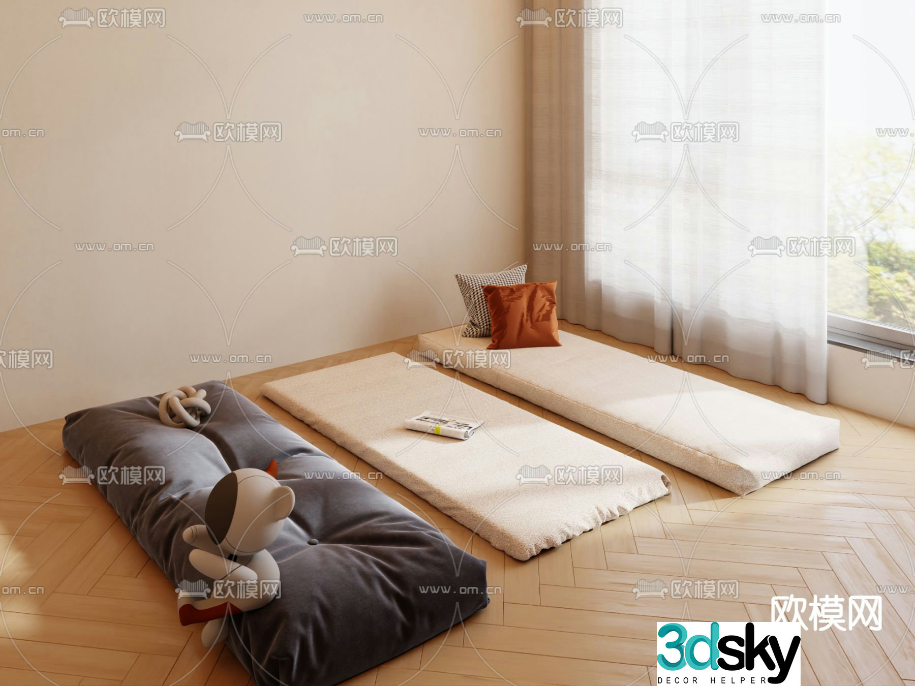 Cushion bay window cushion 3d model