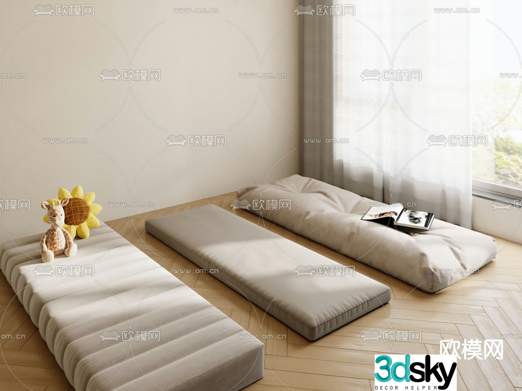 Cushion bay window cushion 3d model