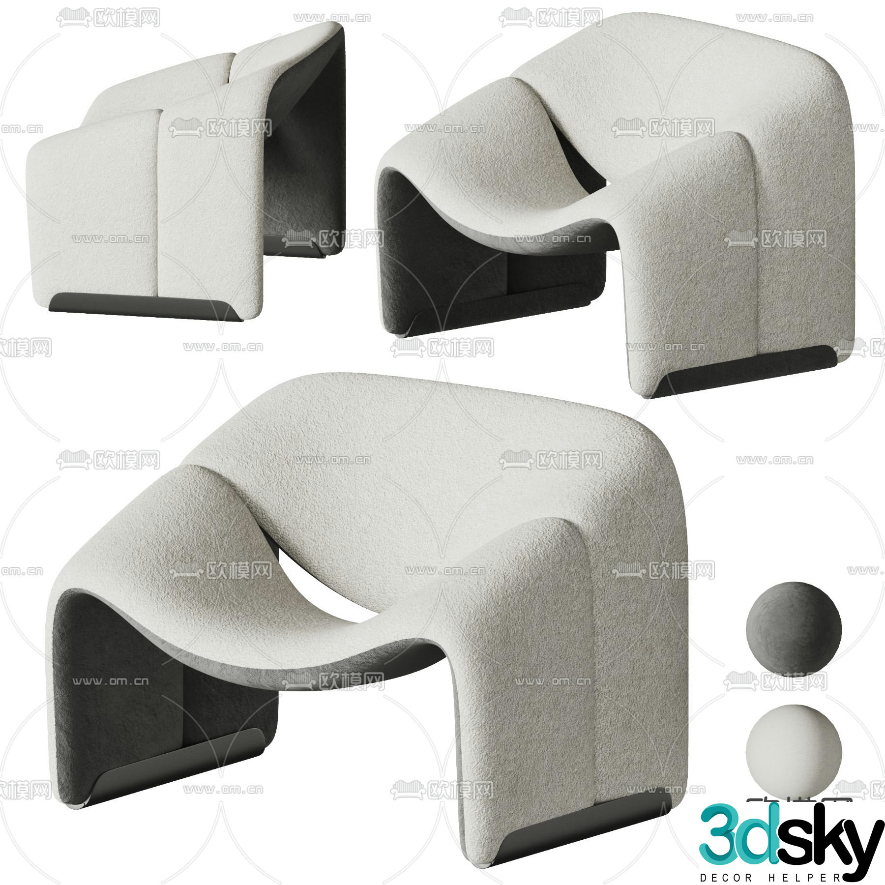 Modern chair leisure chair 3d model