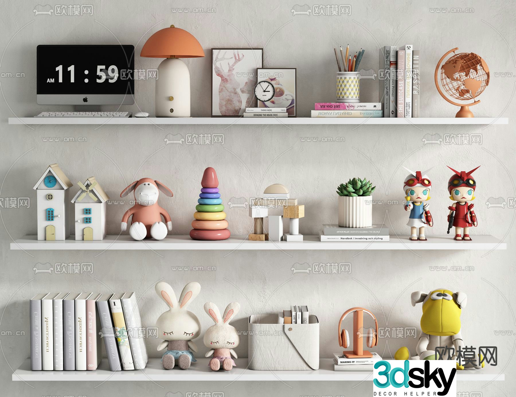 Children’s decorations ornaments dolls books 3d model