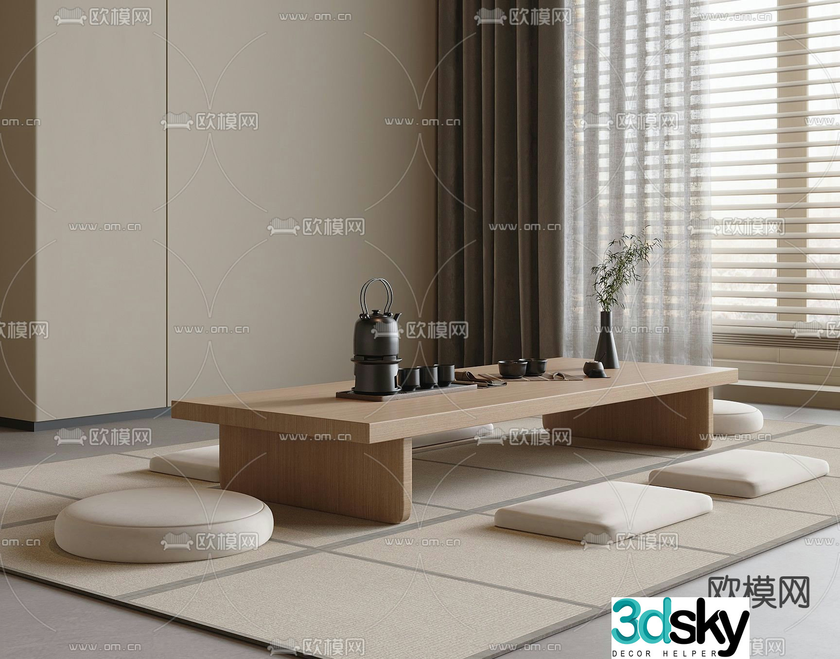 Modern tea table tatami tea table 3d model