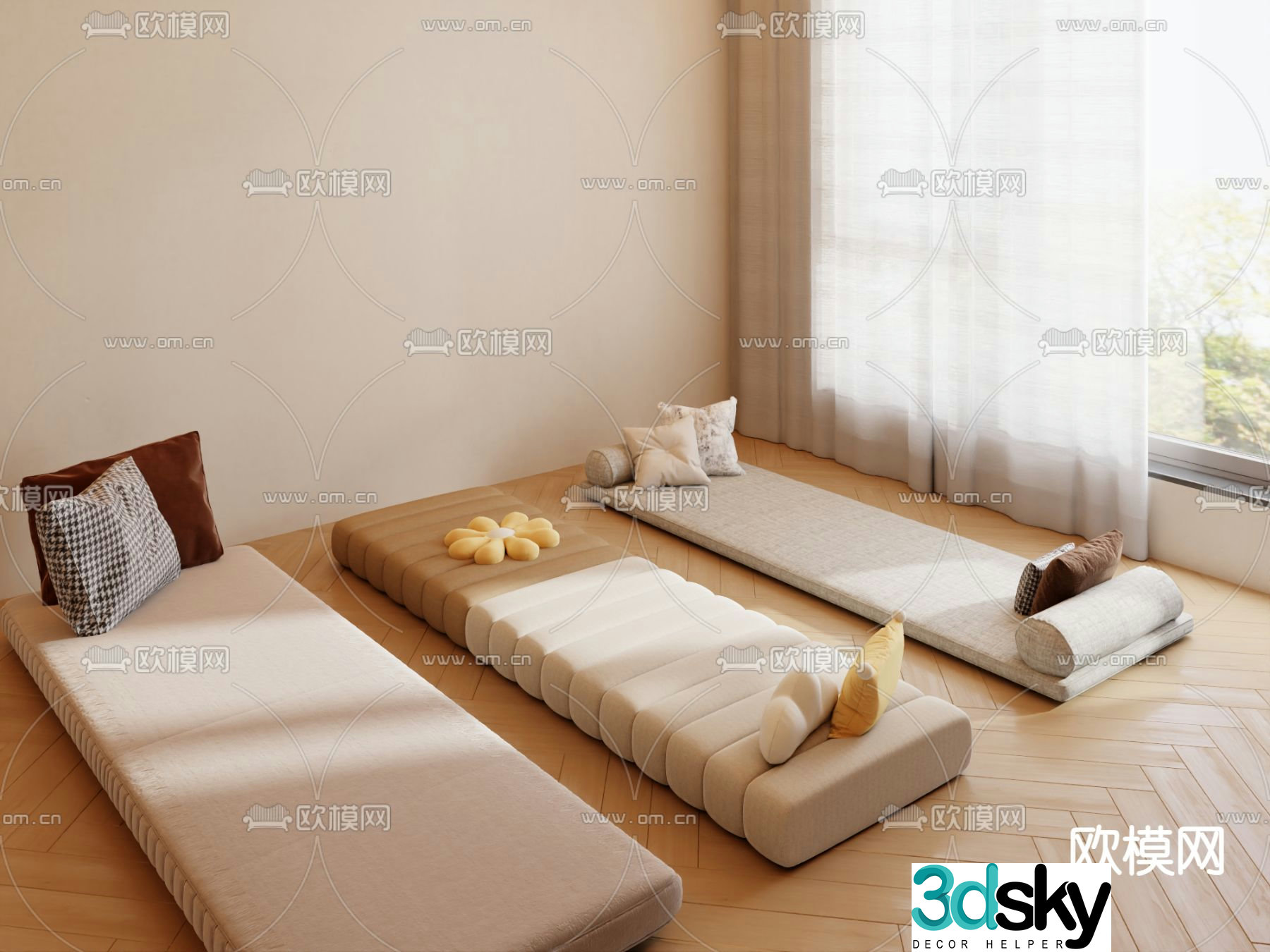 Cushion bay window cushion 3d model