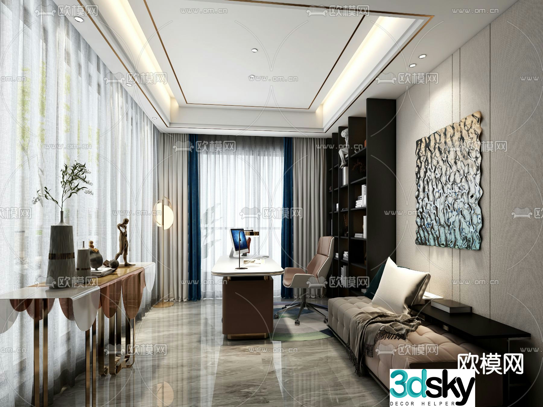 Modern study 3d model
