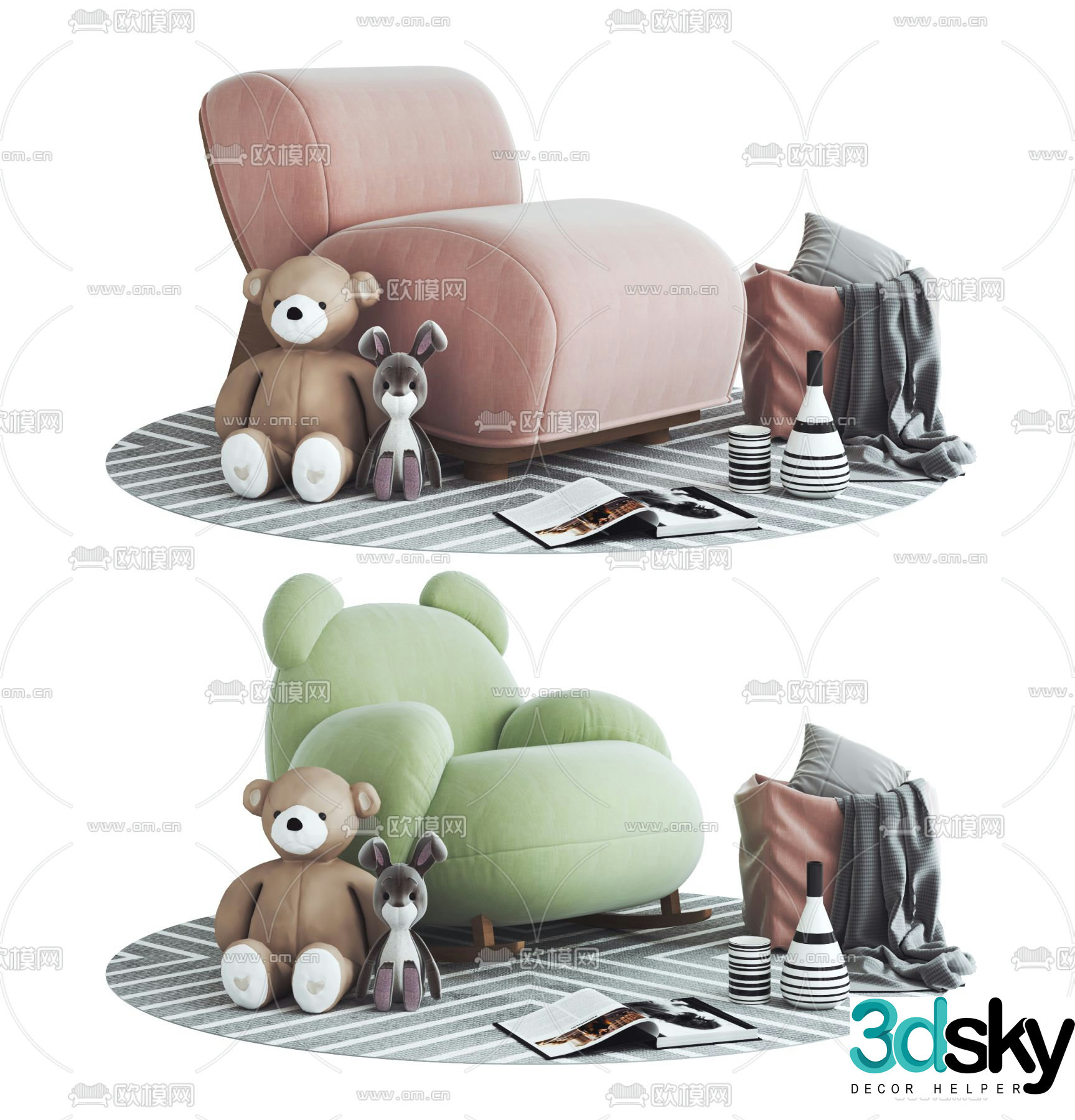Children’s sofa bear sofa 3d model