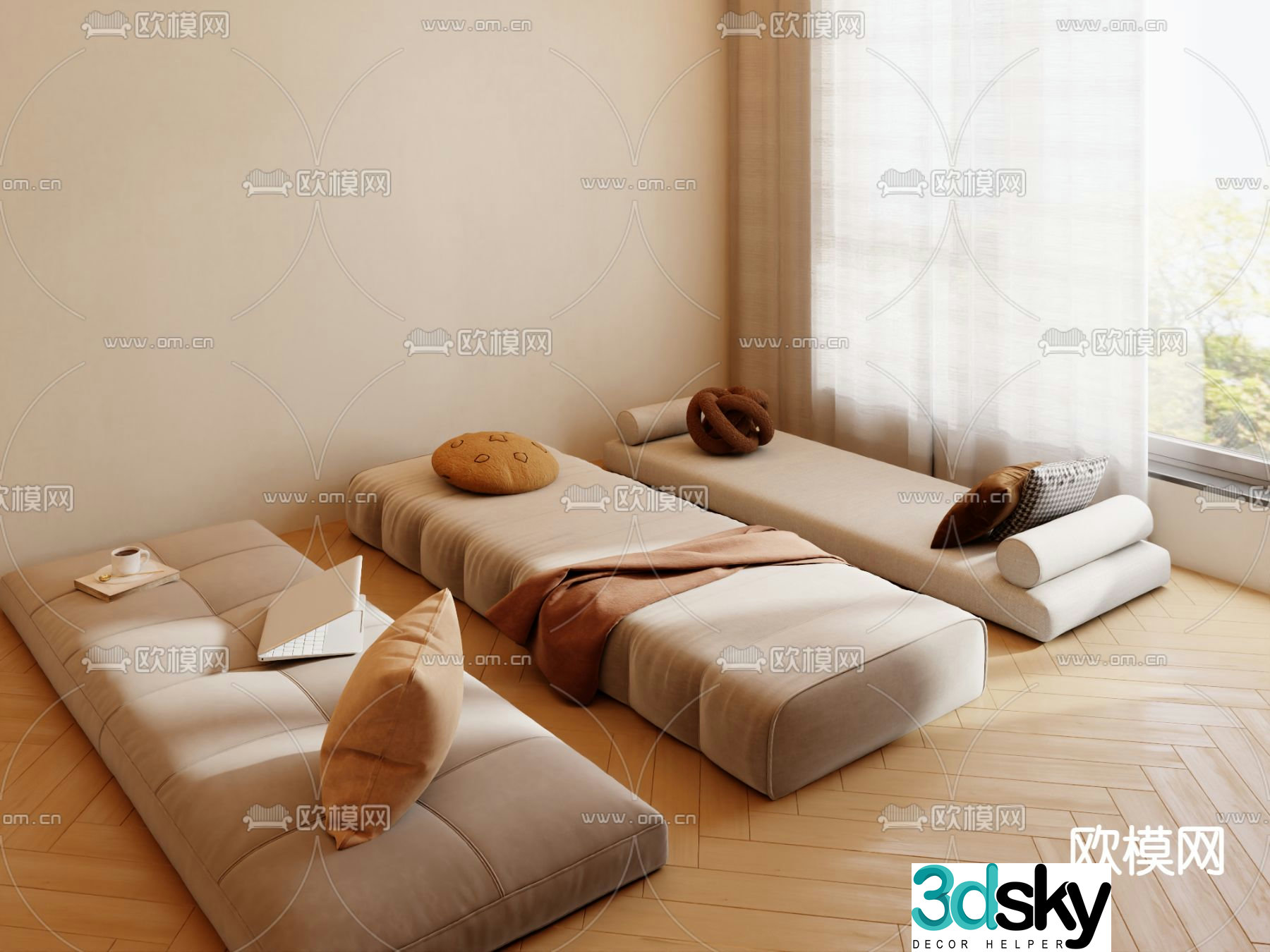 Cushion bay window cushion 3d model