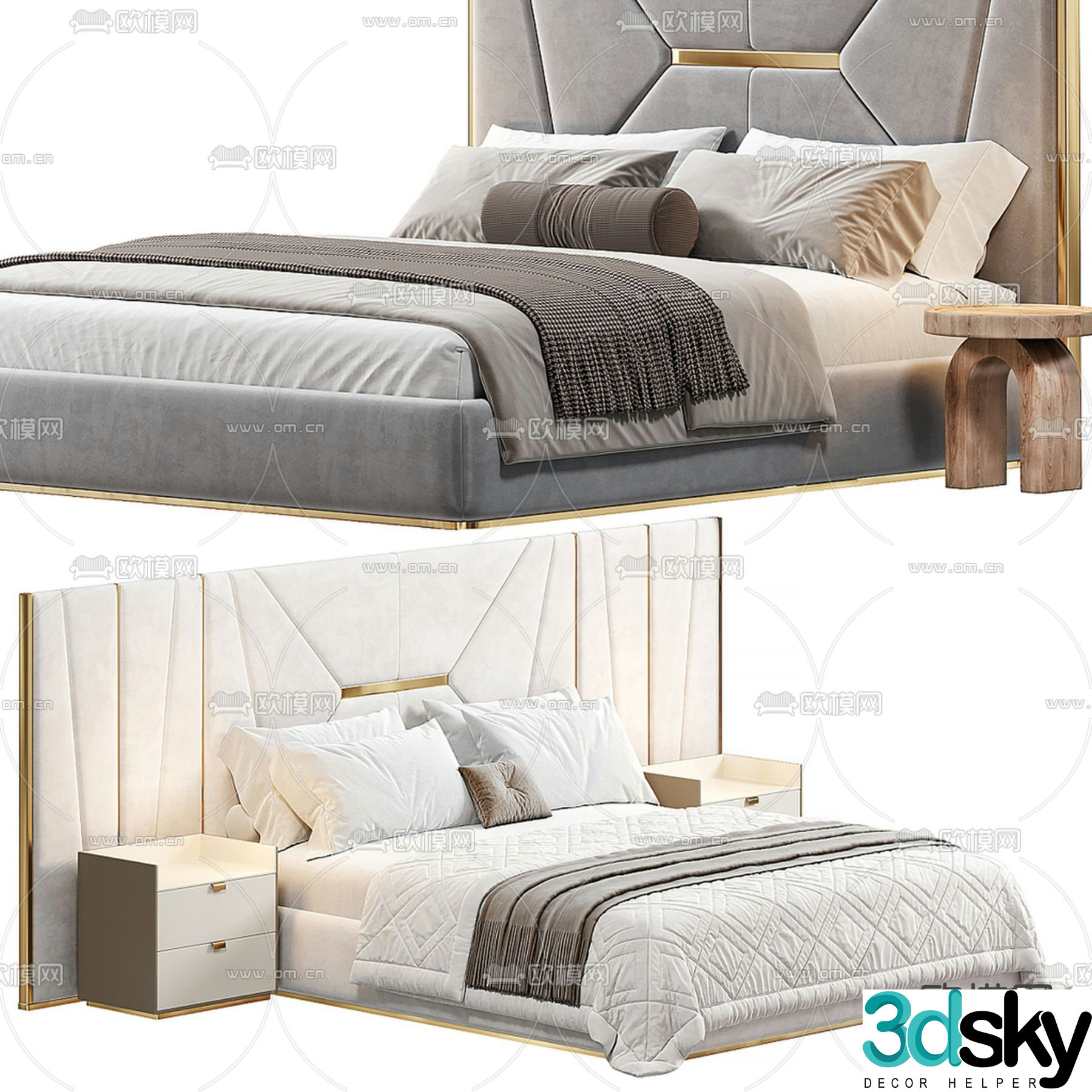 Modern double bed 3d model