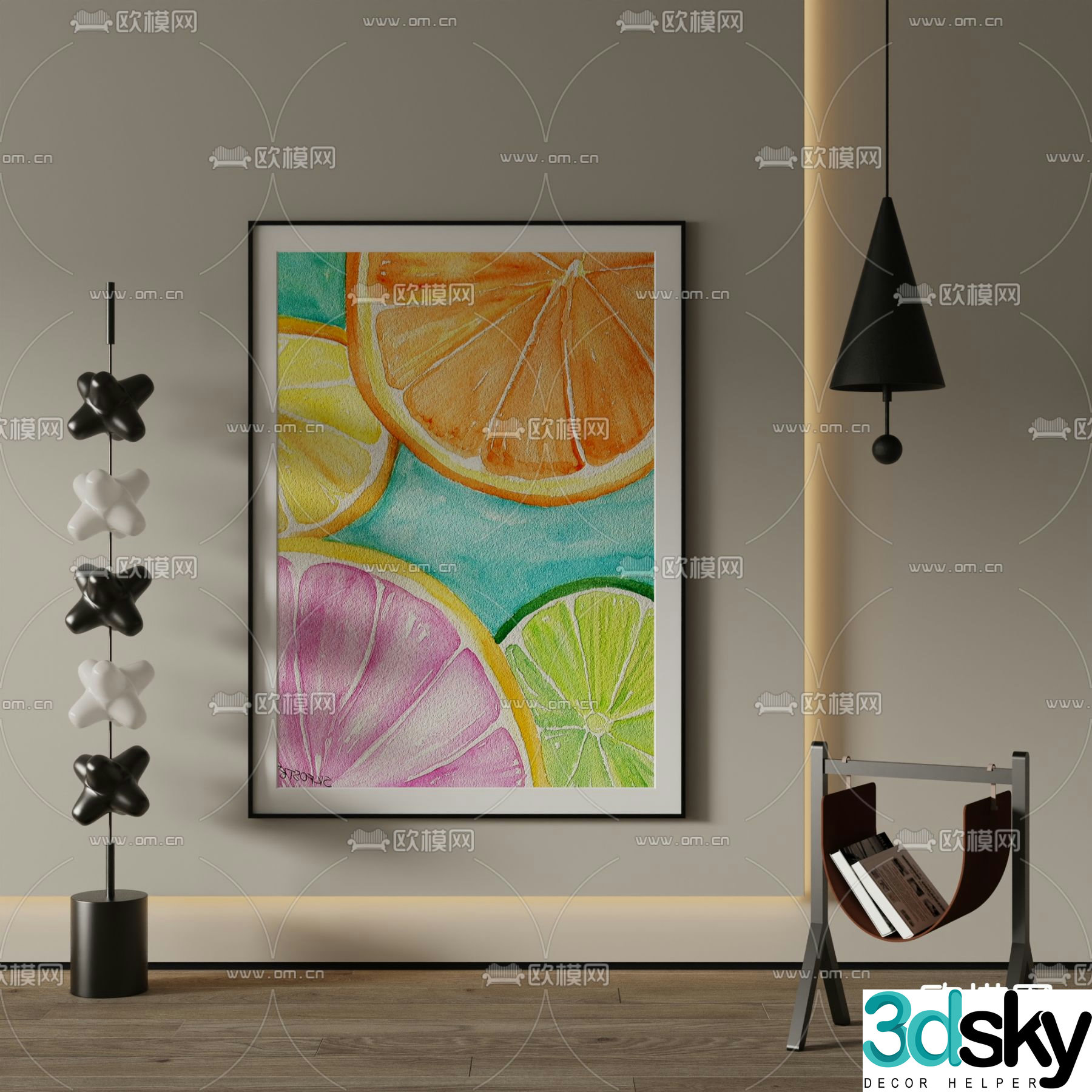 Fruit oil painting decorative painting 3d model