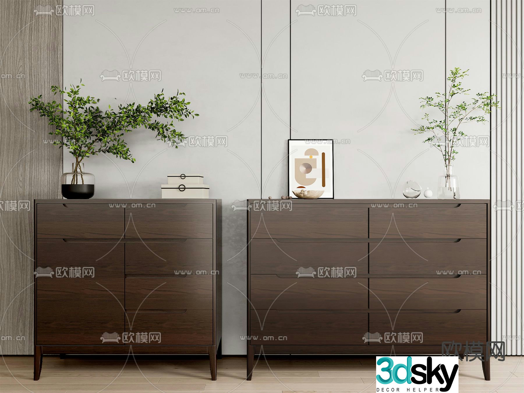 New Chinese style chest of drawers 3D model
