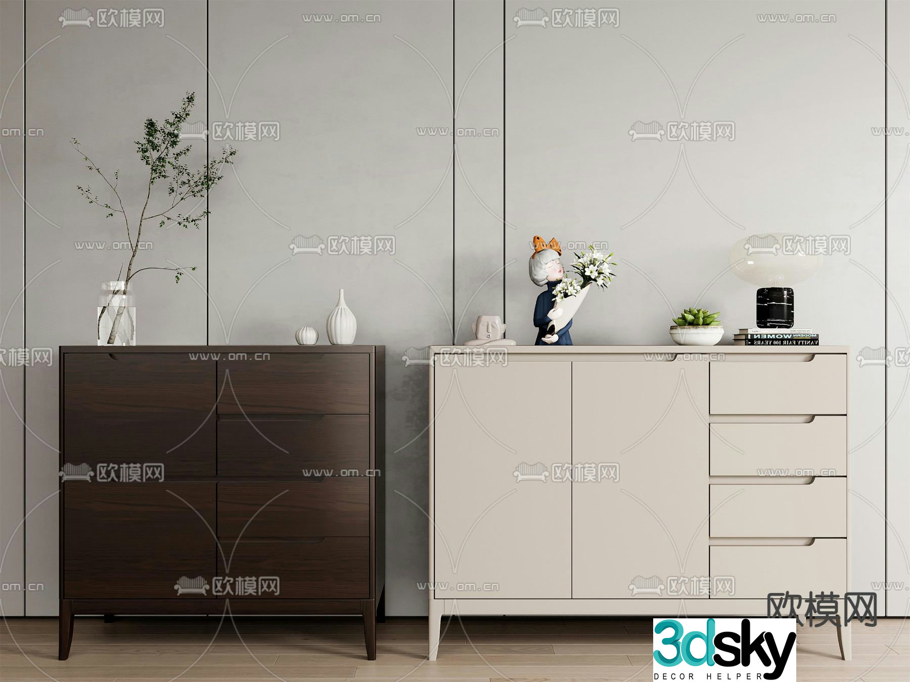 Modern chest of drawers side cabinet 3d model
