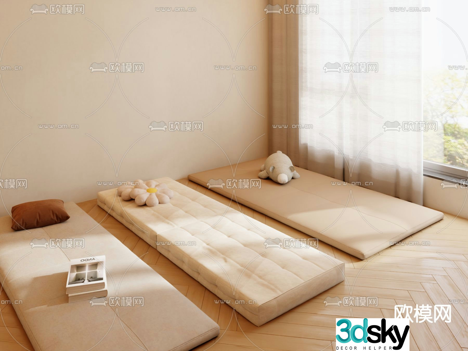 Cushion bay window cushion 3d model