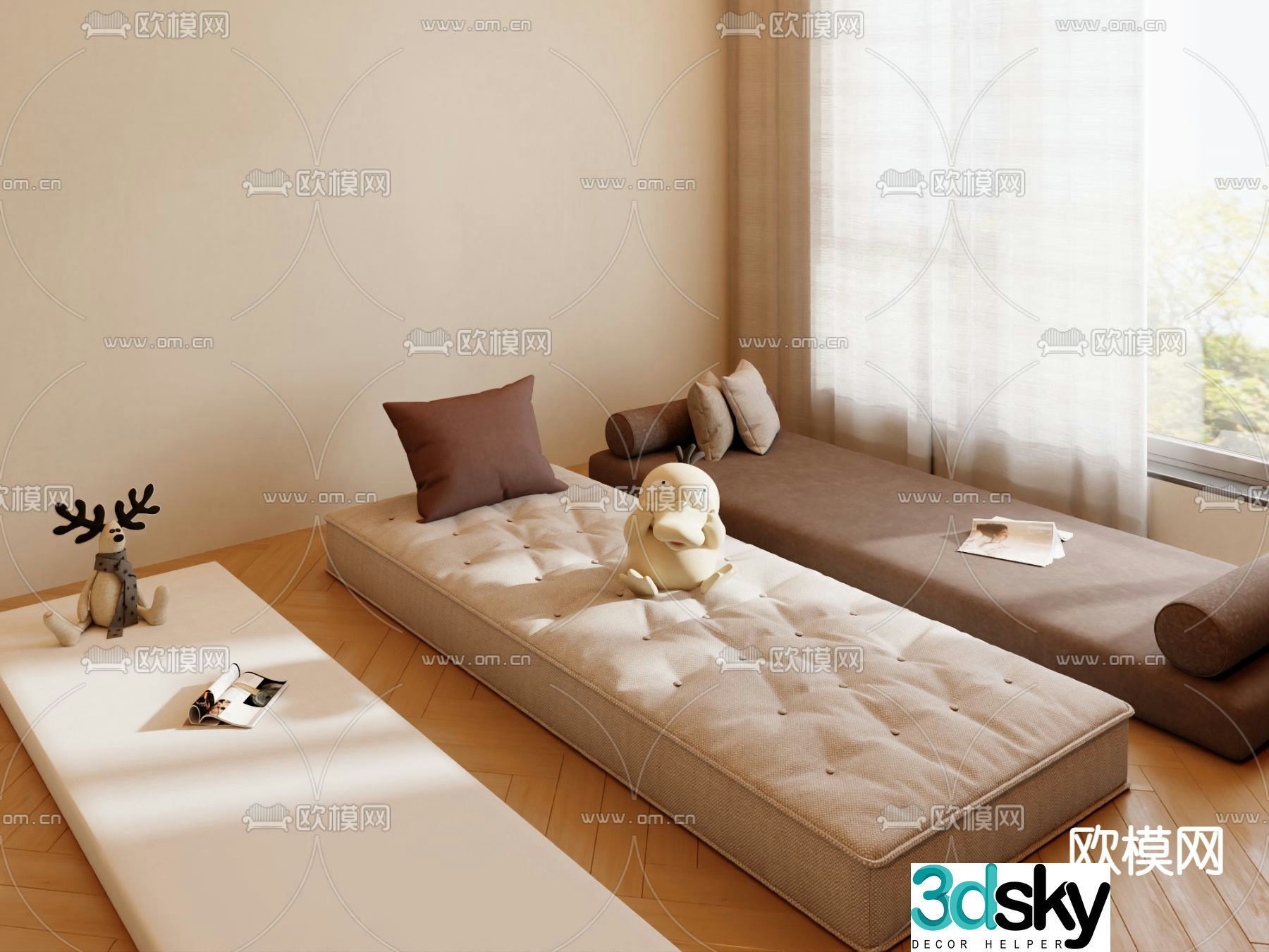 Cushion bay window cushion 3d model