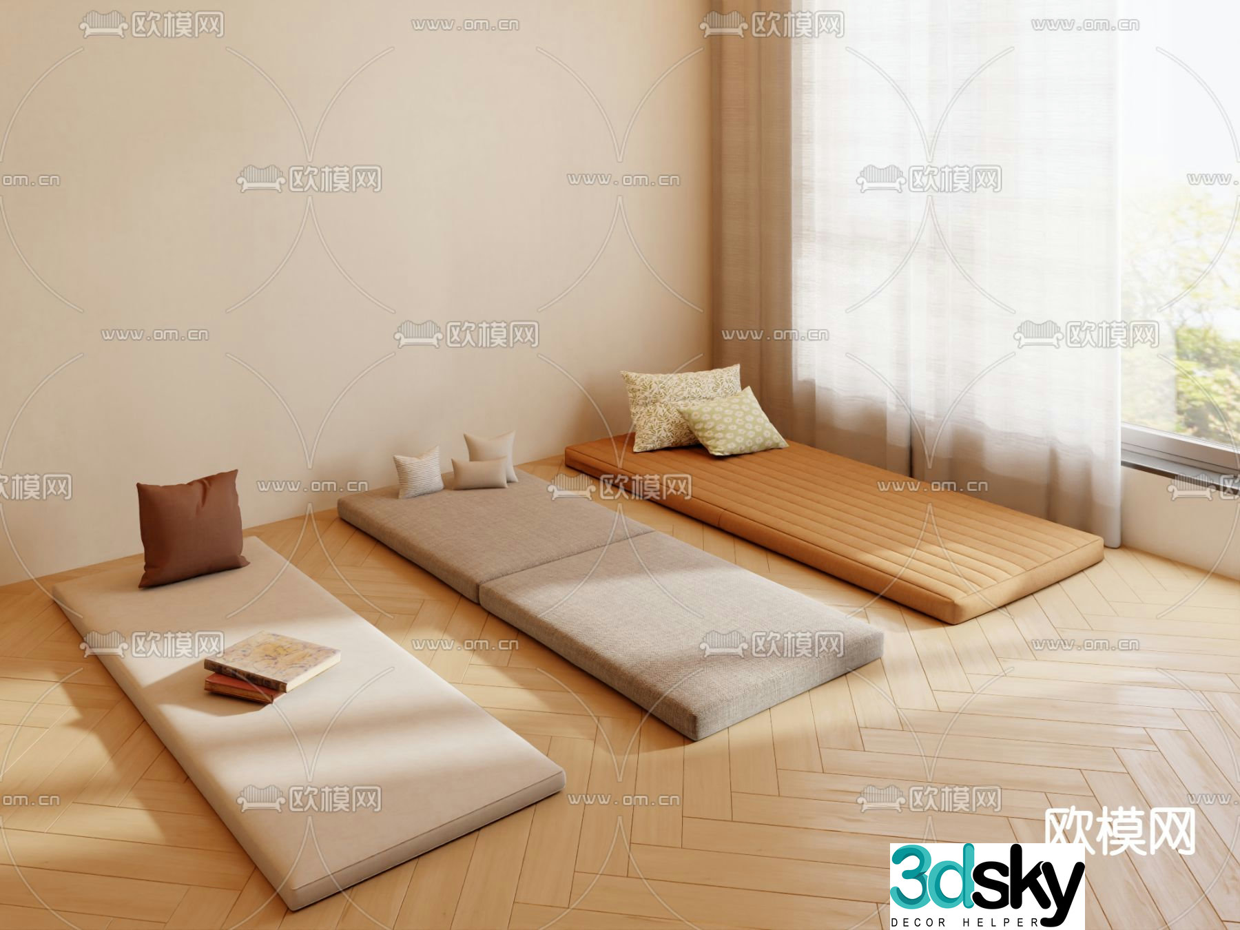 Cushion bay window cushion 3d model