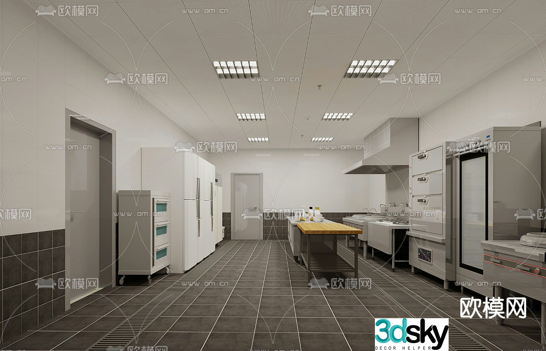 Central kitchen back kitchen 3d model