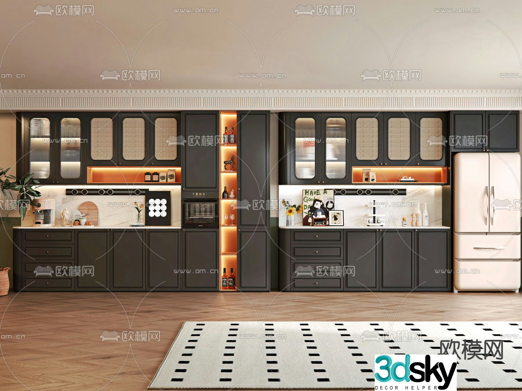 French wine cabinet sideboard 3d model