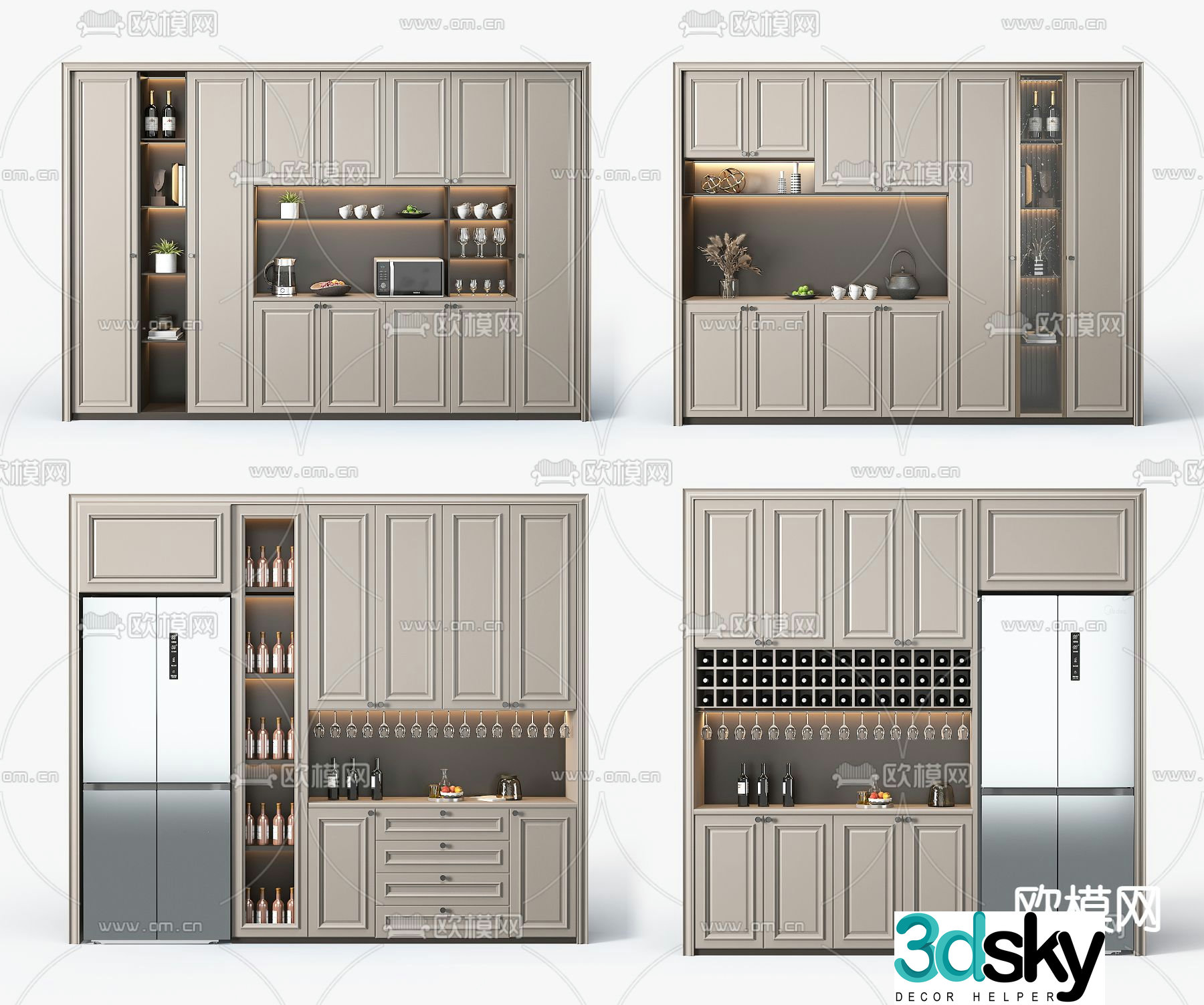 American wine cabinet sideboard 3D model