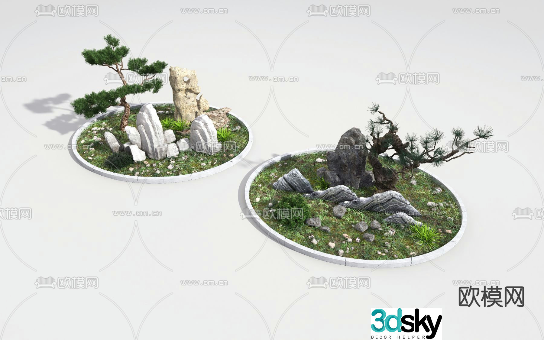 Landscape sketch plant landscaping rockery moss 3D model