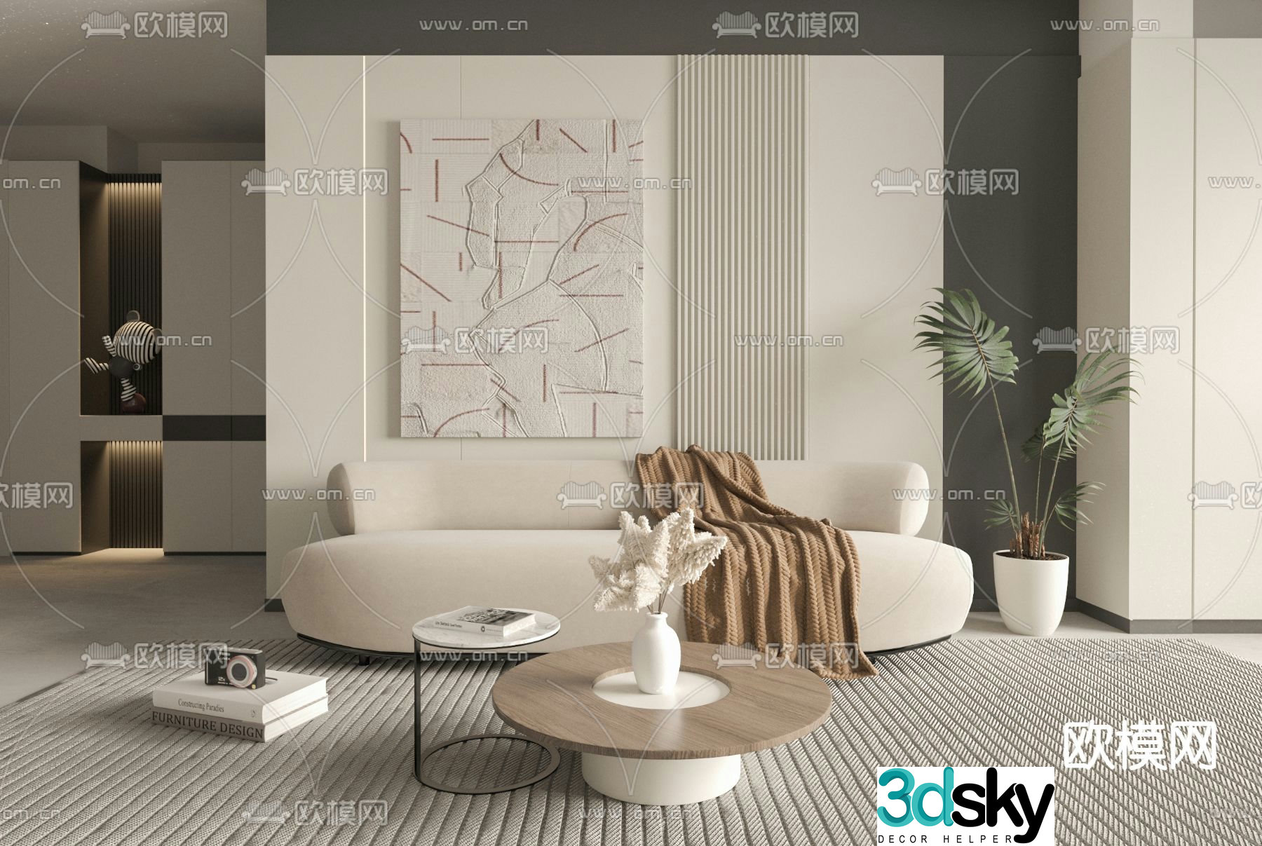 Double sofa upholstered sofa 3d model