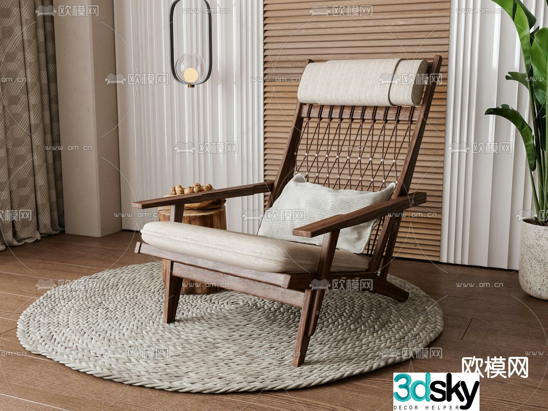 Wabi-sabi chair leisure chair 3d model