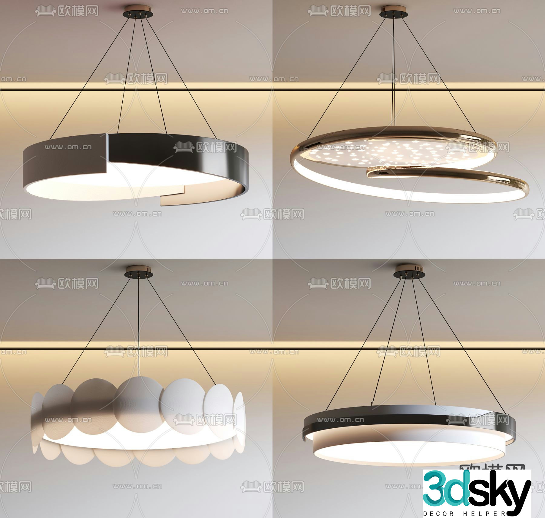 Light luxury chandelier ring chandelier 3d model
