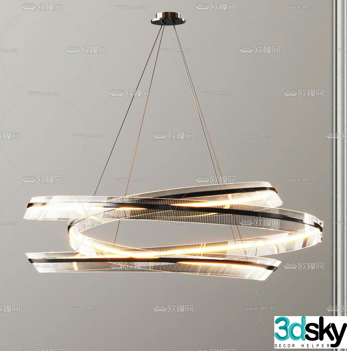 Light luxury chandelier ring chandelier 3d model