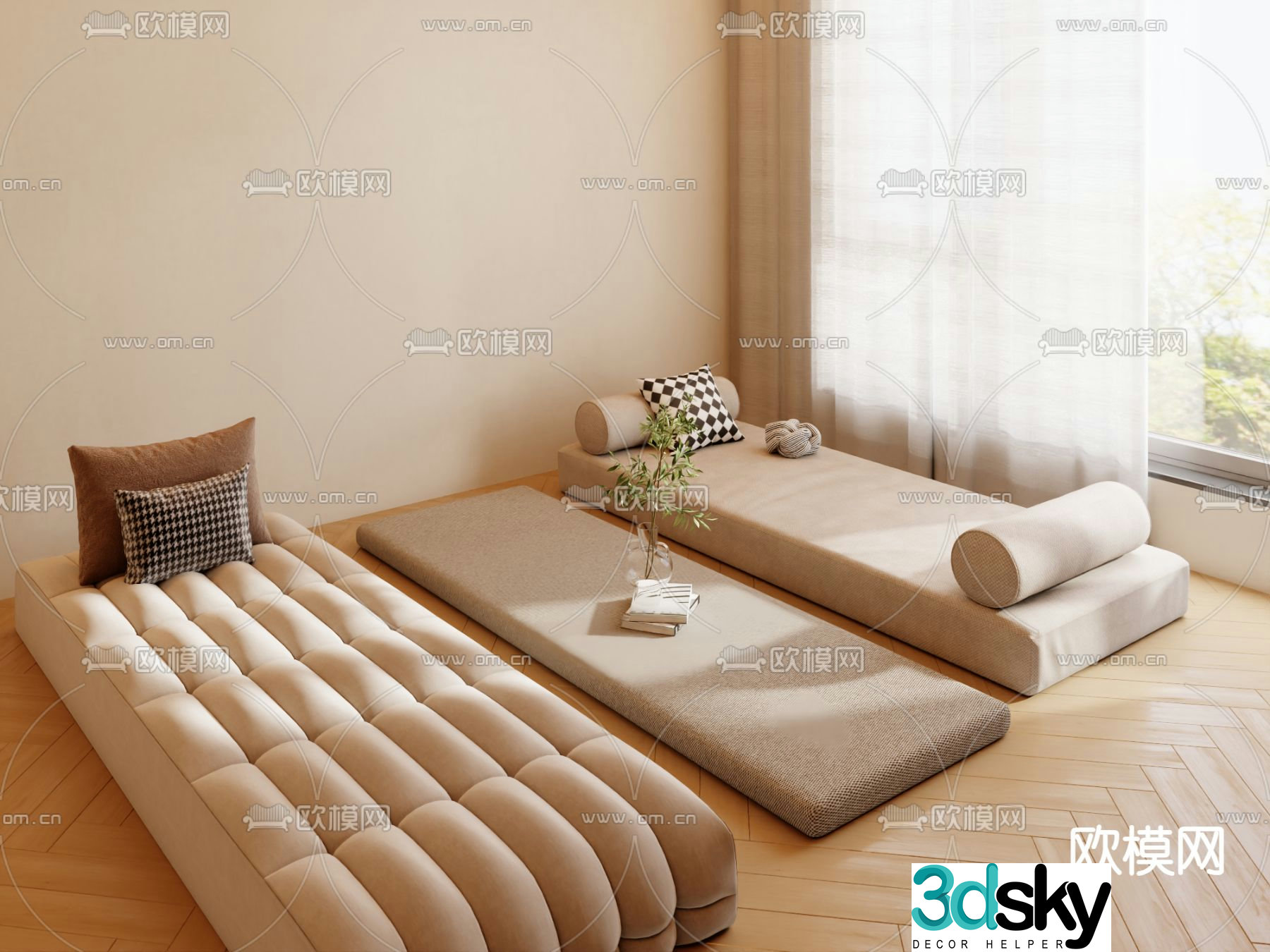 Cushion bay window cushion 3d model