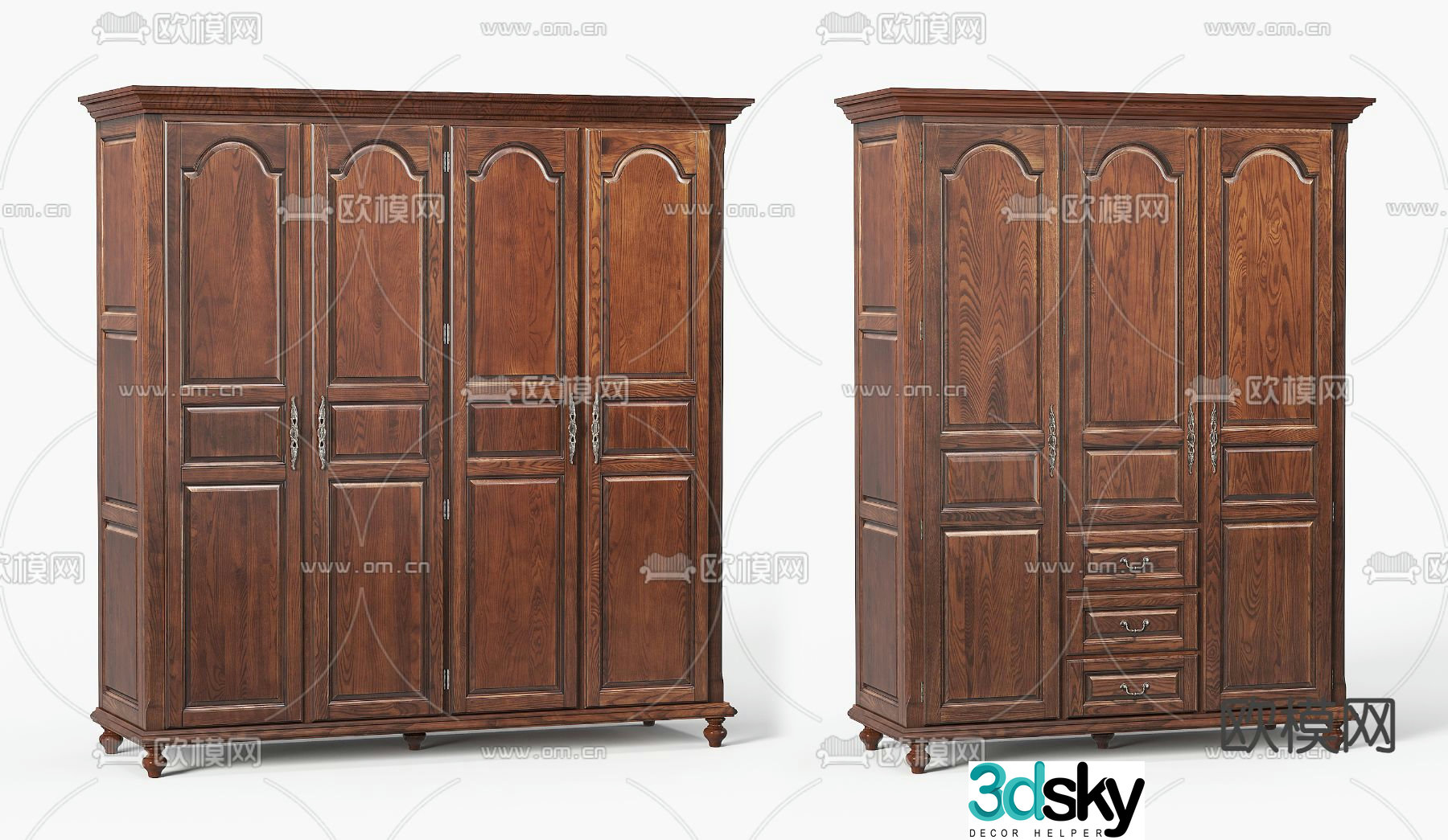 American style wardrobe wardrobe 3d model