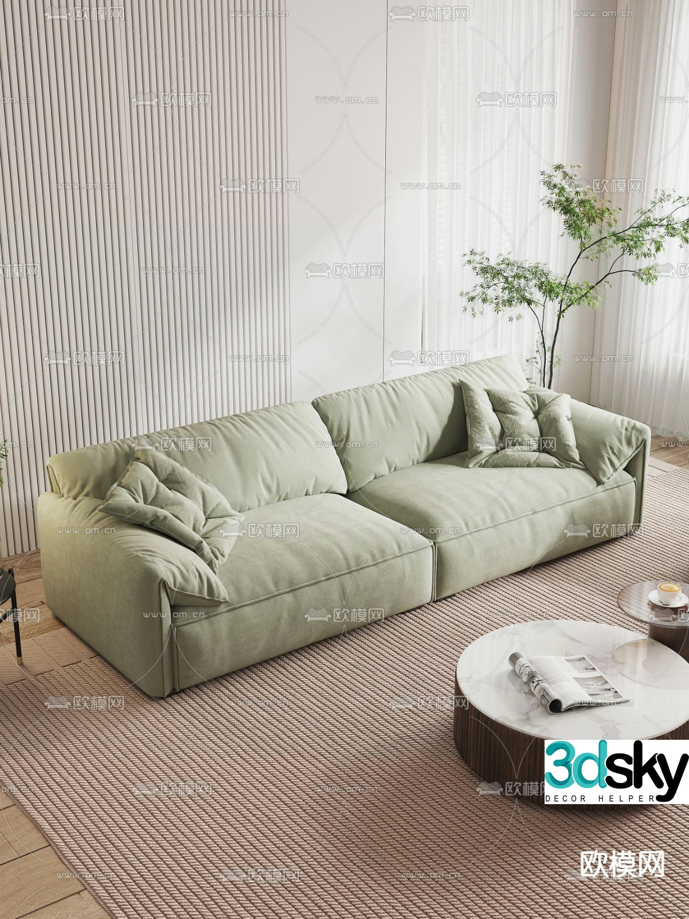 Green sofa double sofa 3d model