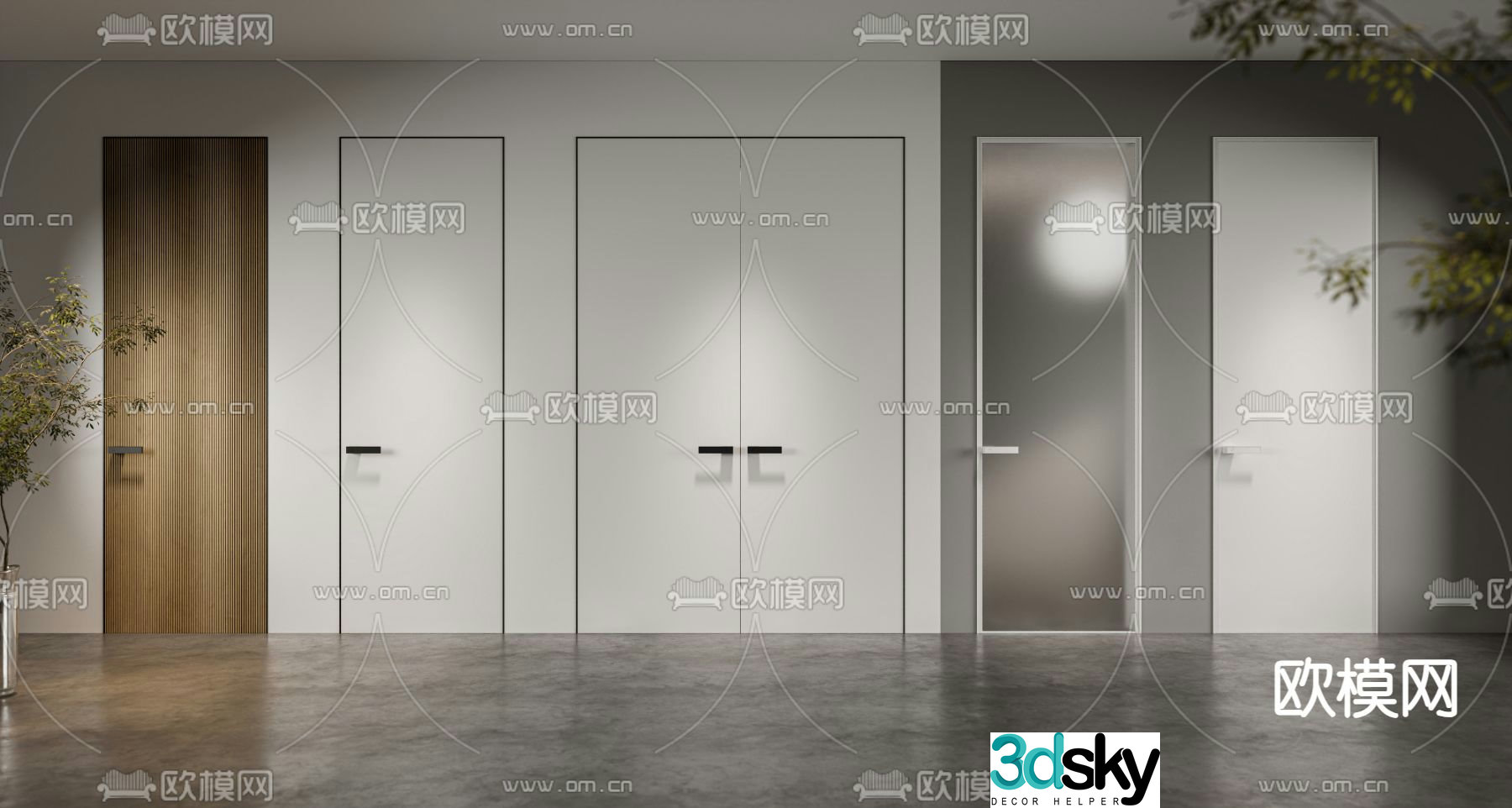 Minimalist door Frameless door Hidden door Bathroom door 3D model