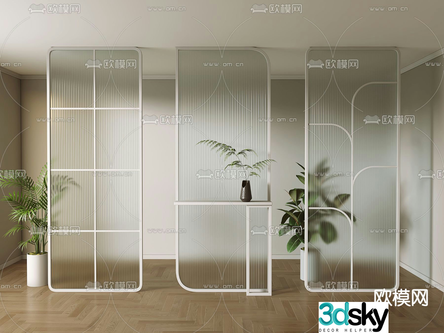 Glass screen partition 3d model