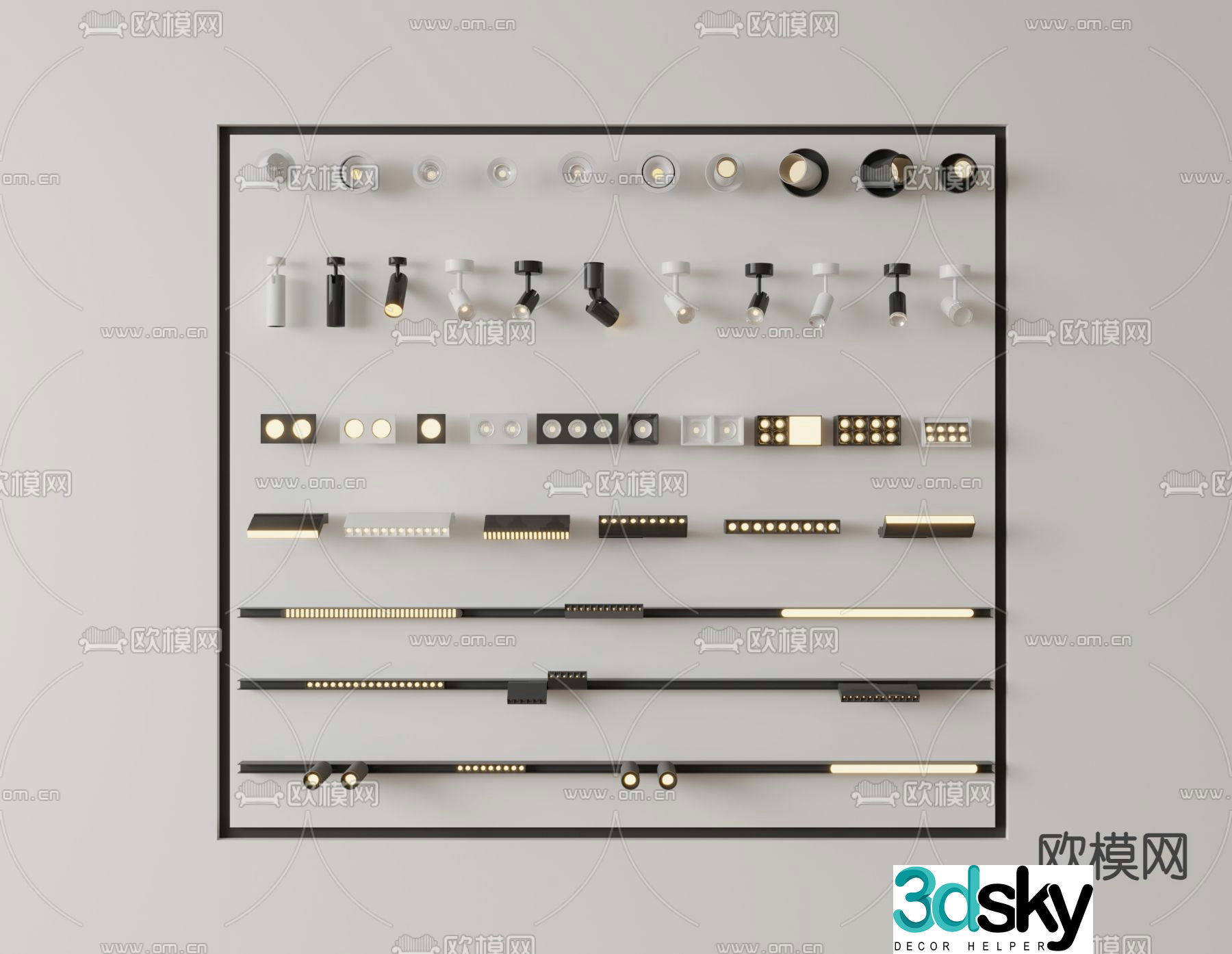 Magnetic lamp downlight spotlight track lamp 3d model
