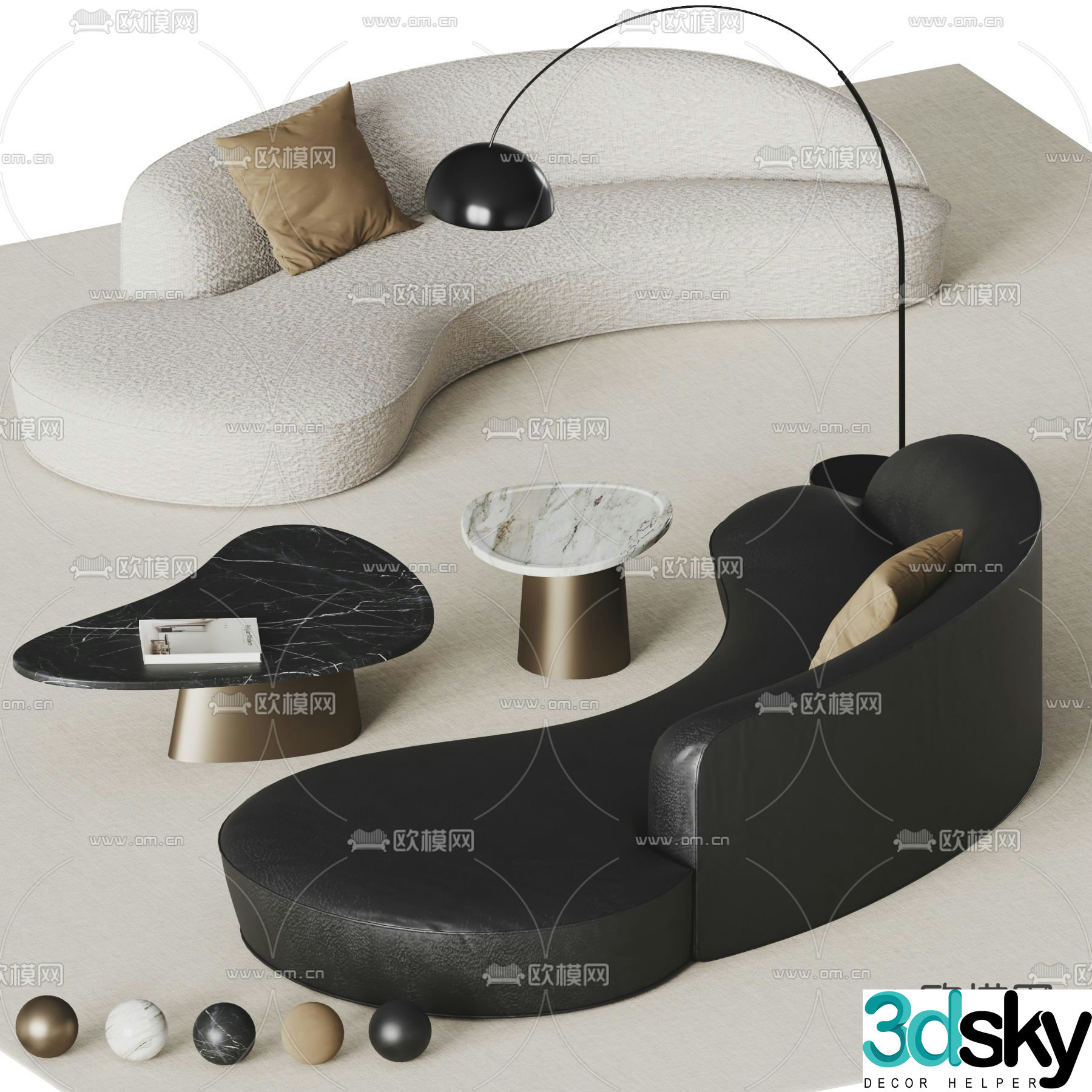 Special shaped sofa curved sofa 3d model