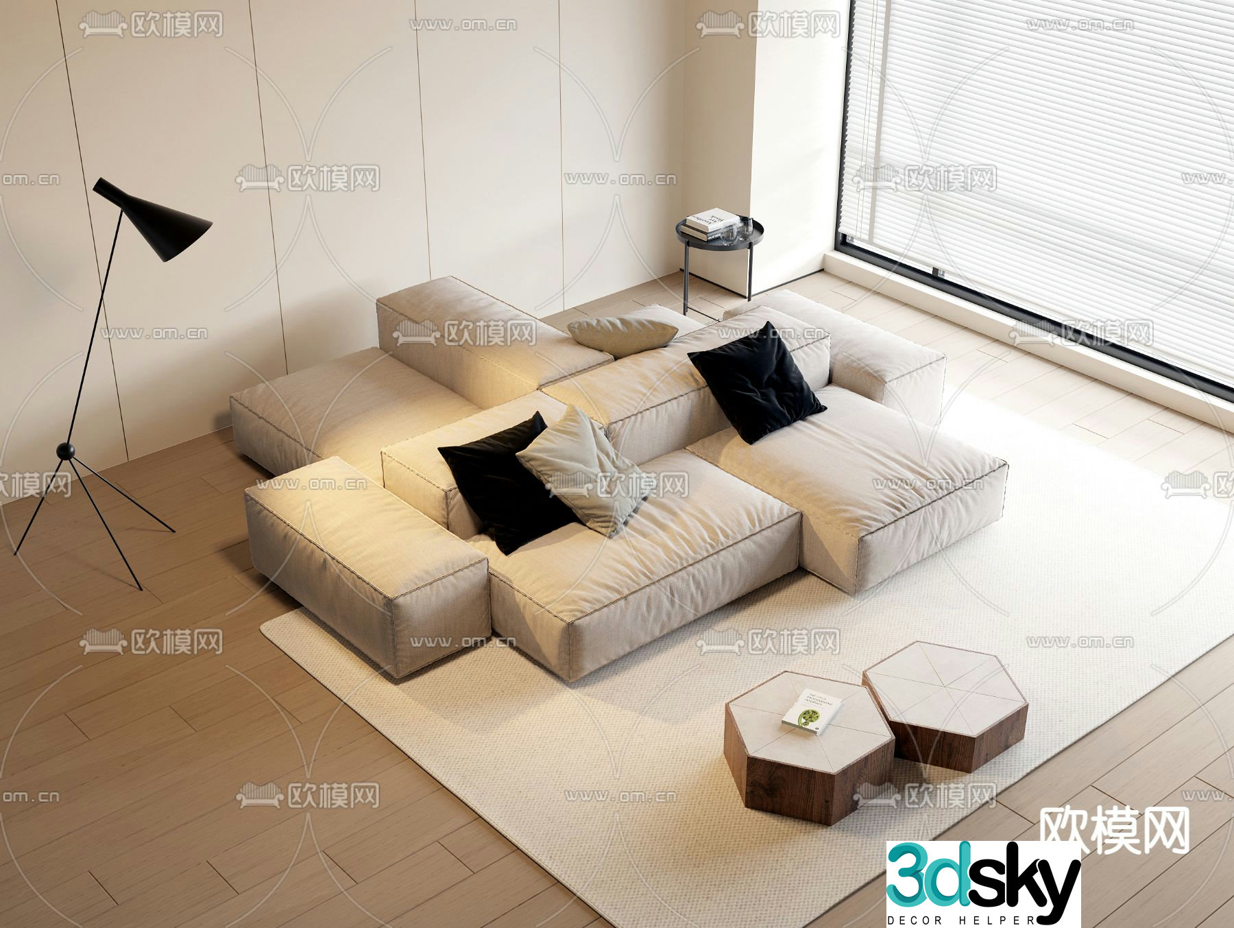 Modular Sofa Upholstered Sofa 3D Model