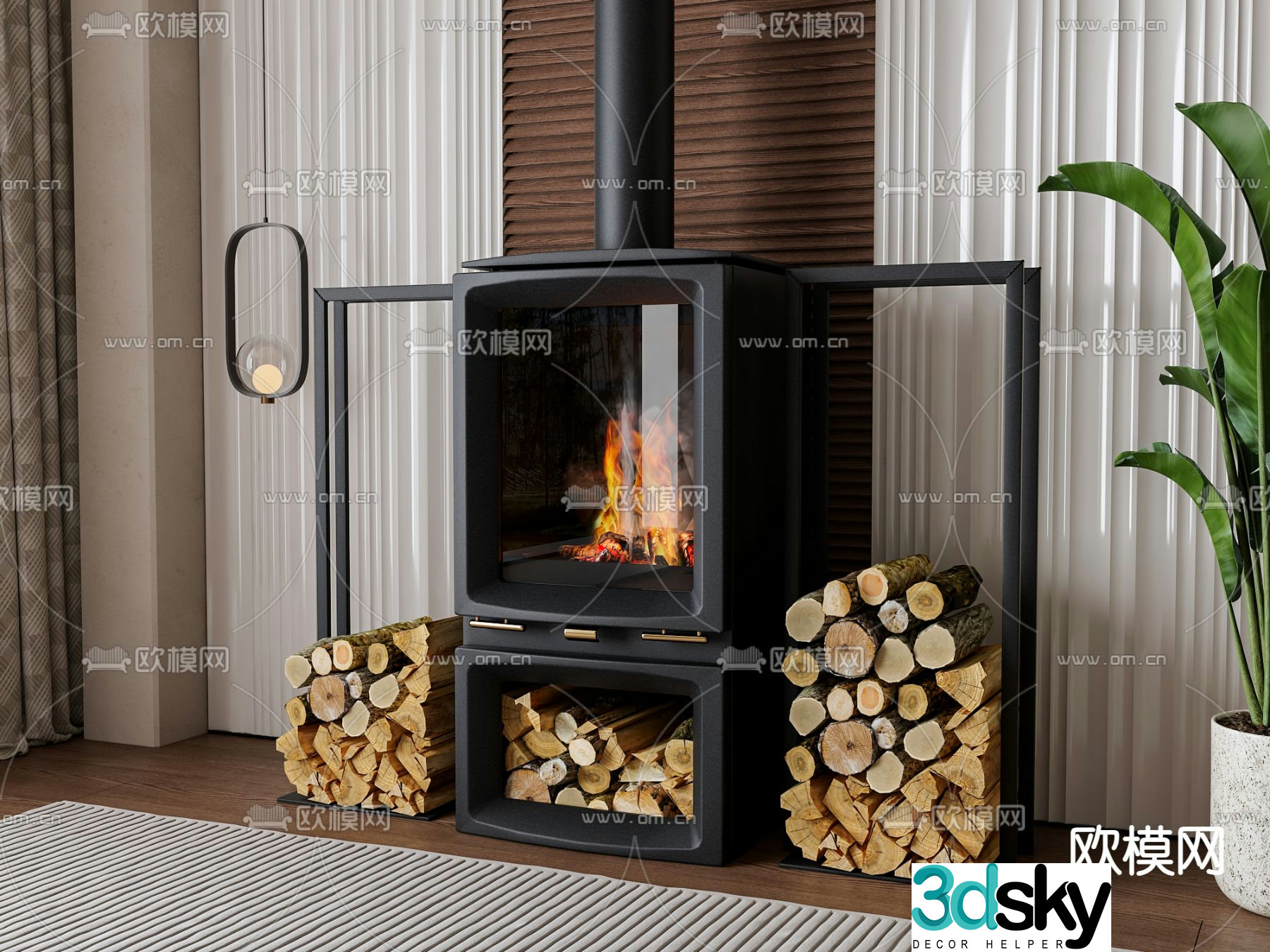 Fireplace Firewood 3d model