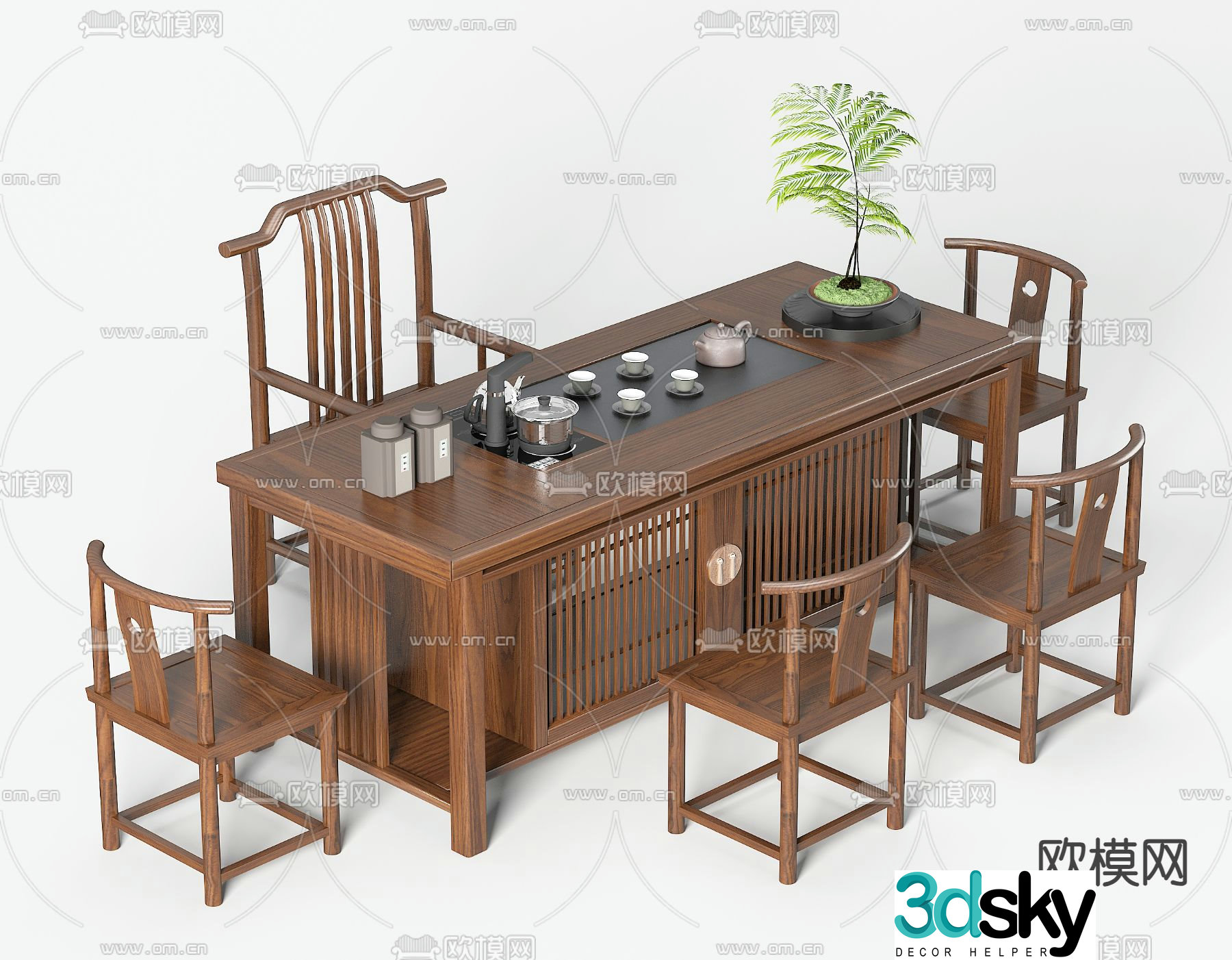 New Chinese style tea table tea table 3d model